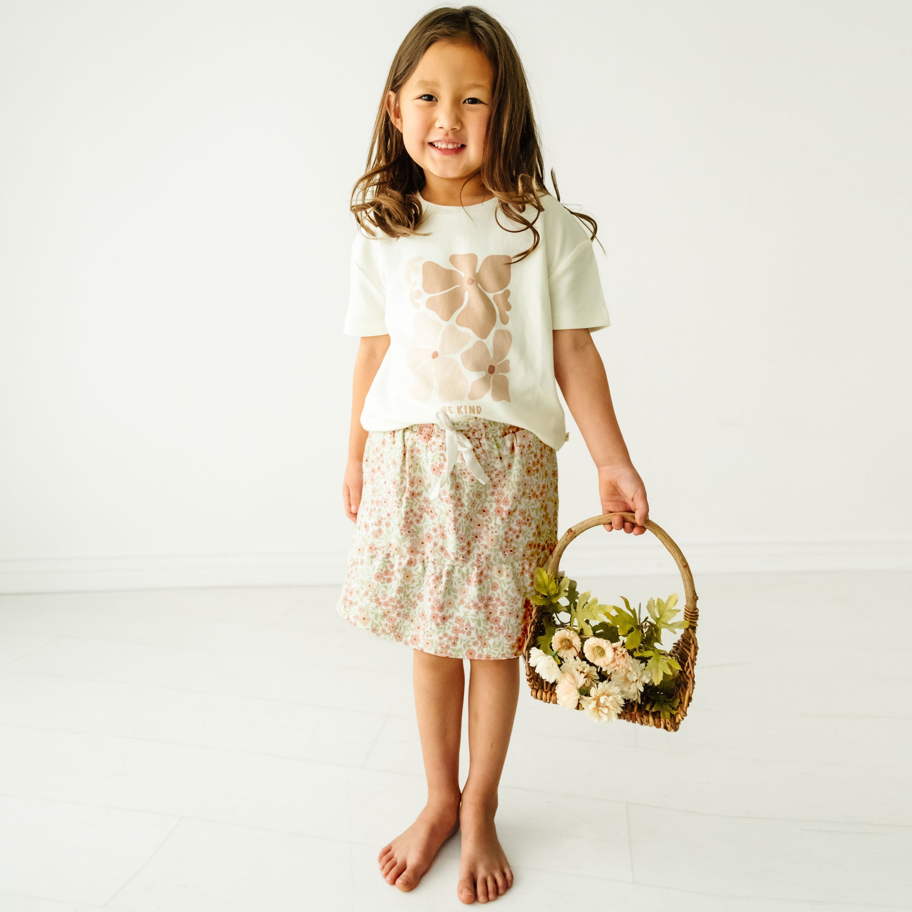 Organic Girls Tee and Skort Outfit - Summer Floral Makemake Organics   