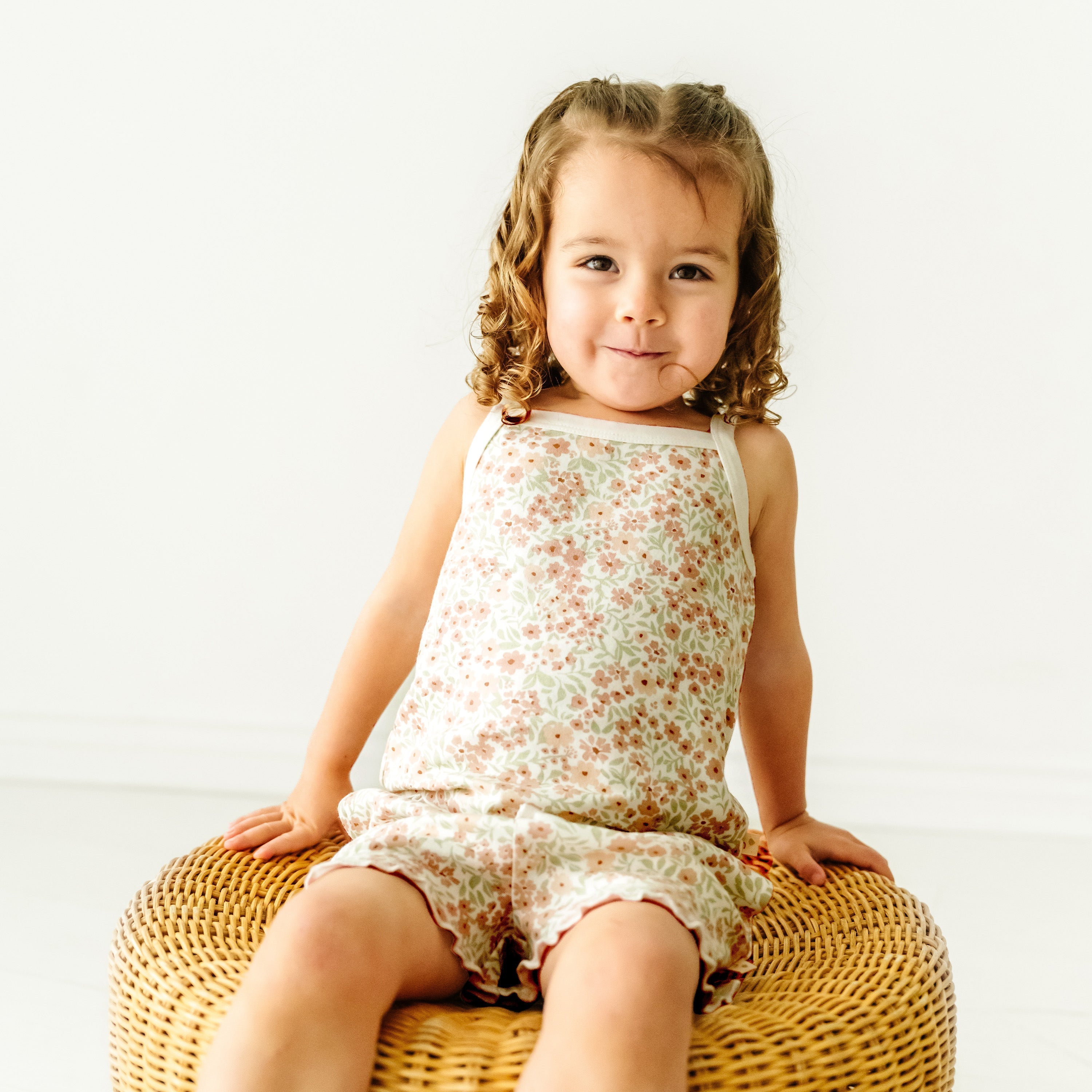 Organic Girls Spaghetti Top & Shorts Set - Summer Floral Makemake Organics   