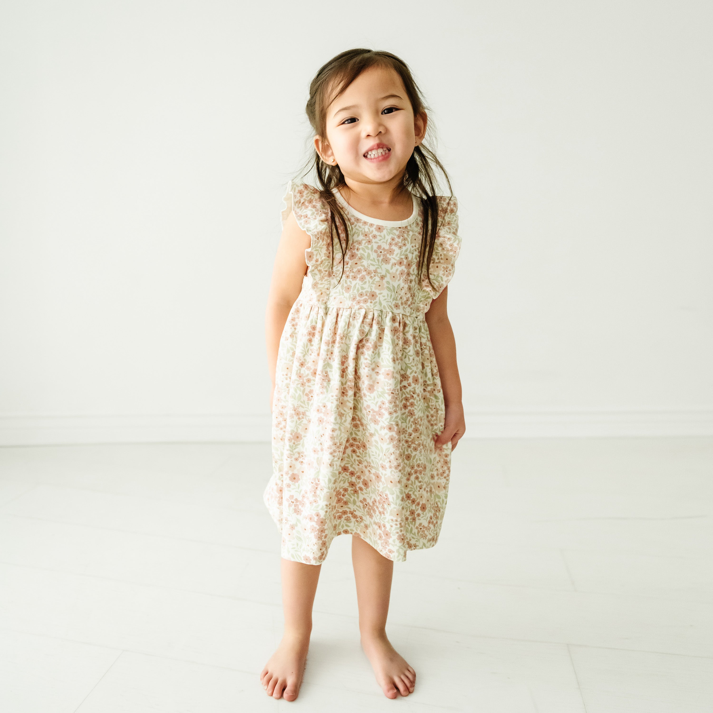 Organic Baby Flutter Dress - Summer Floral Makemake Organics   