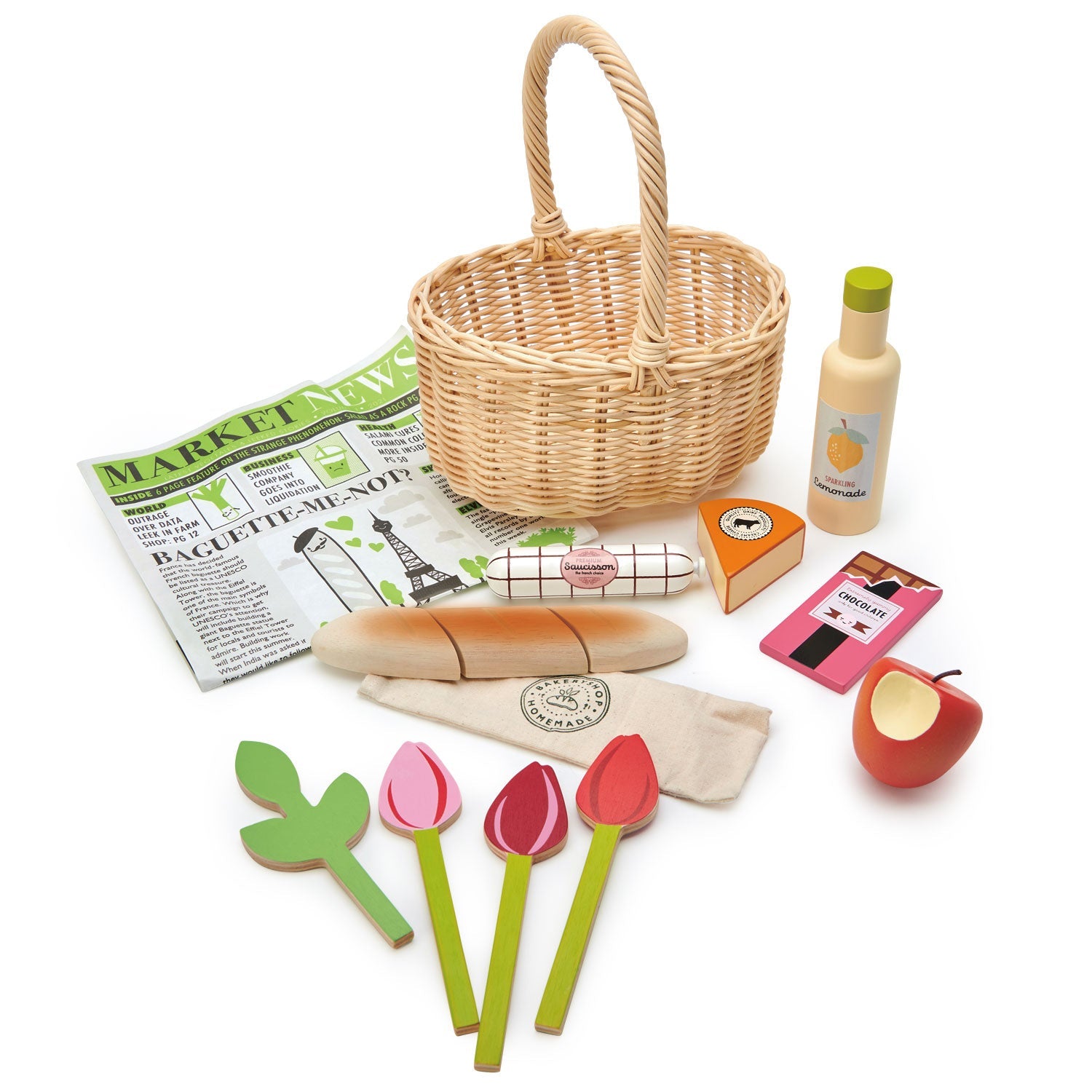 Wicker Shopping Basket Tender Leaf Toys   