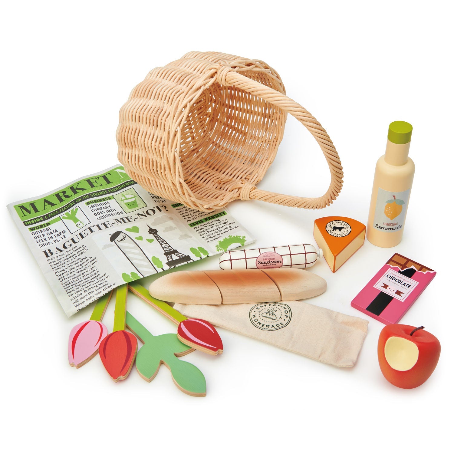 Wicker Shopping Basket Tender Leaf Toys   