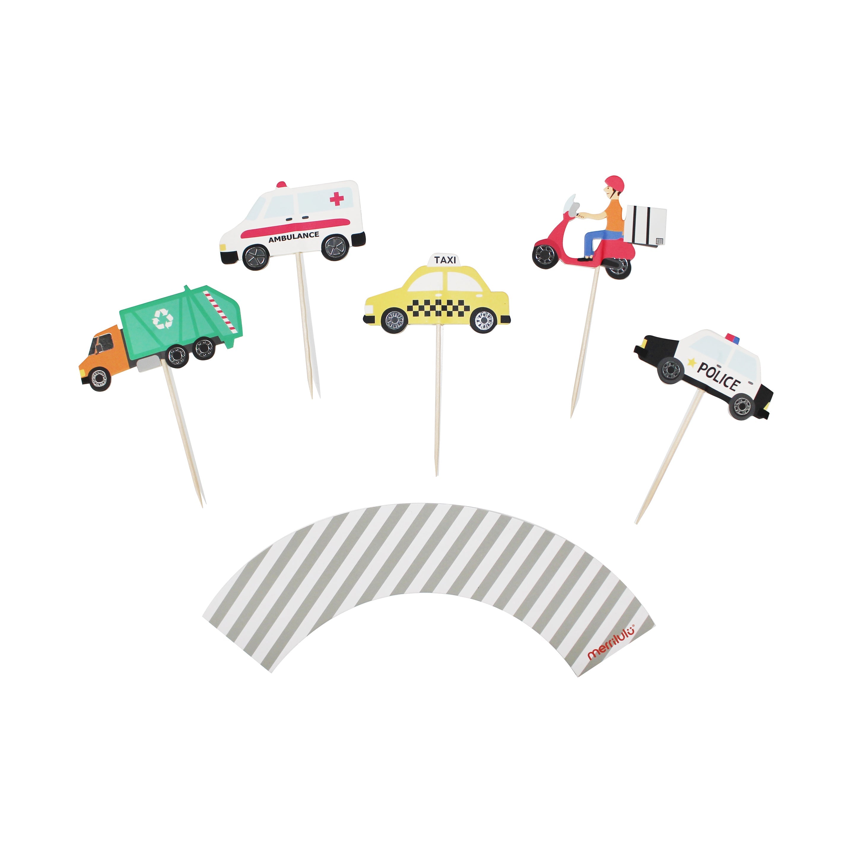 Transportation Cupcake Toppers & Wrappers, 12 Ct Merrilulu   