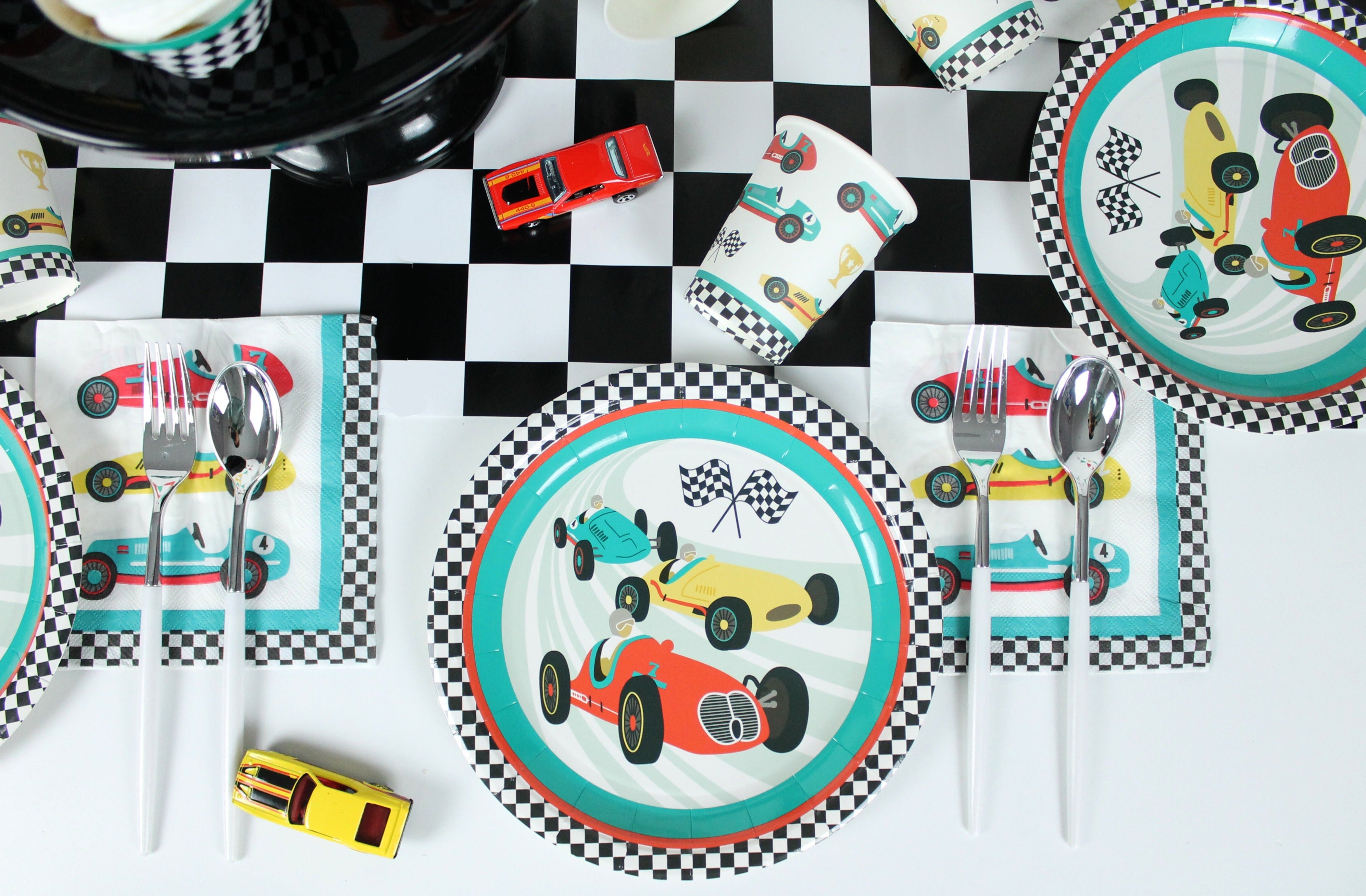 Vintage Race Car Plates, 12 Ct Merrilulu   