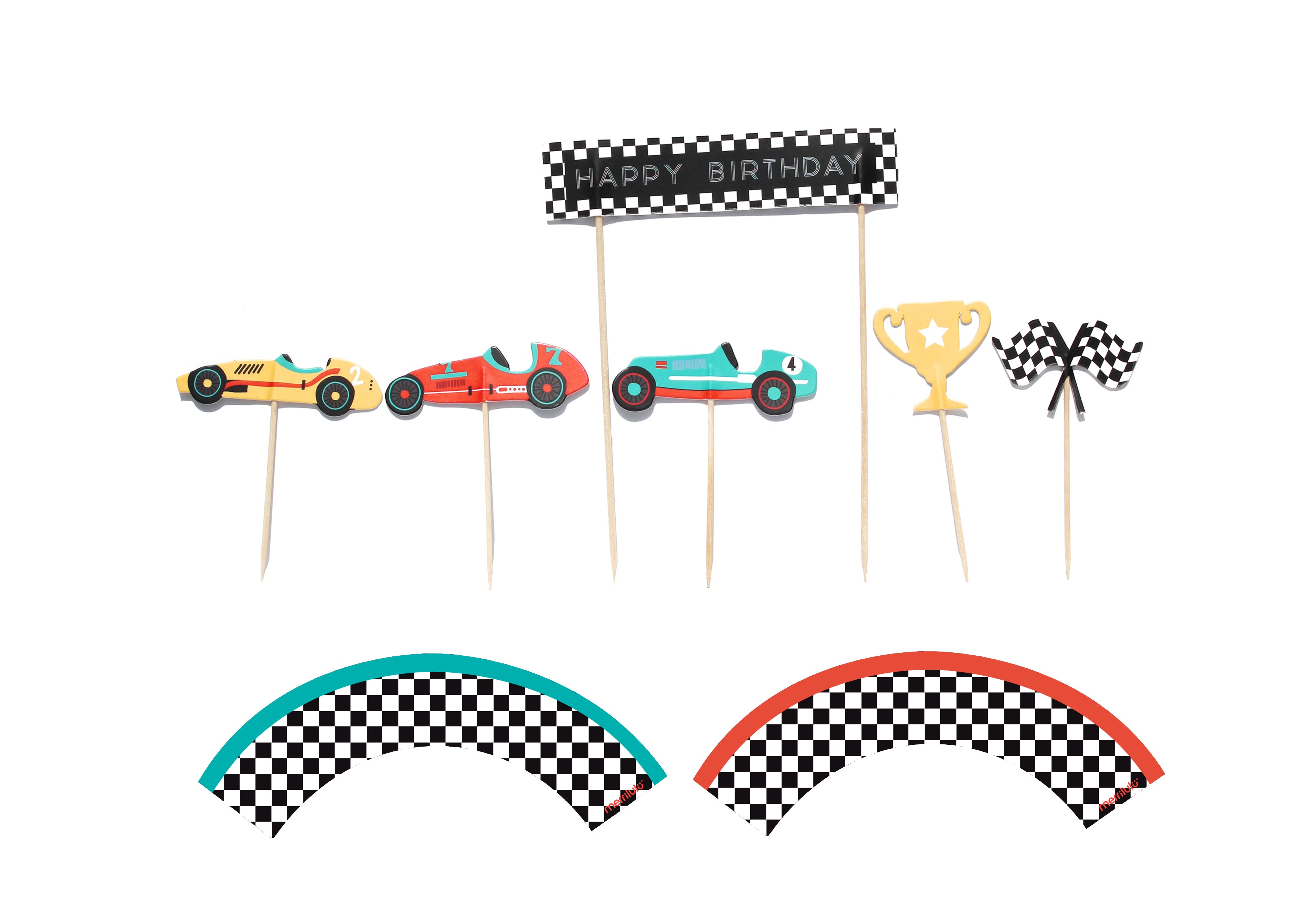 Race Car Cupcake Toppers & Wrappers, 11 Ct Merrilulu   