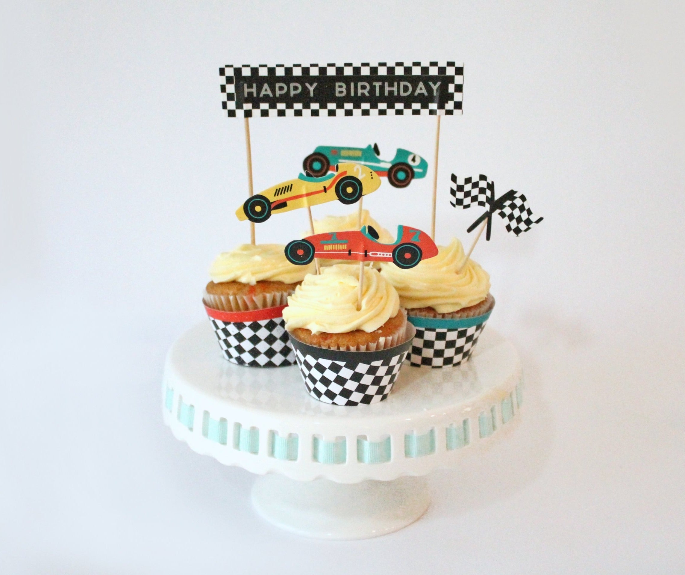 Race Car Cupcake Toppers & Wrappers, 11 Ct Merrilulu   