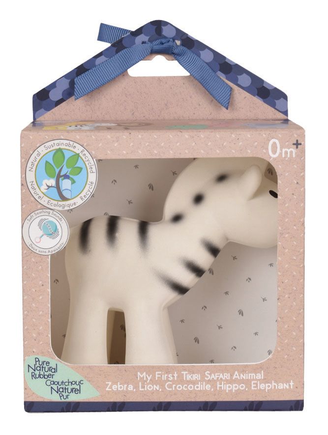 Zebra Organic Natural Rubber Rattle, Teether & Bath Toy Tikiri Toys   