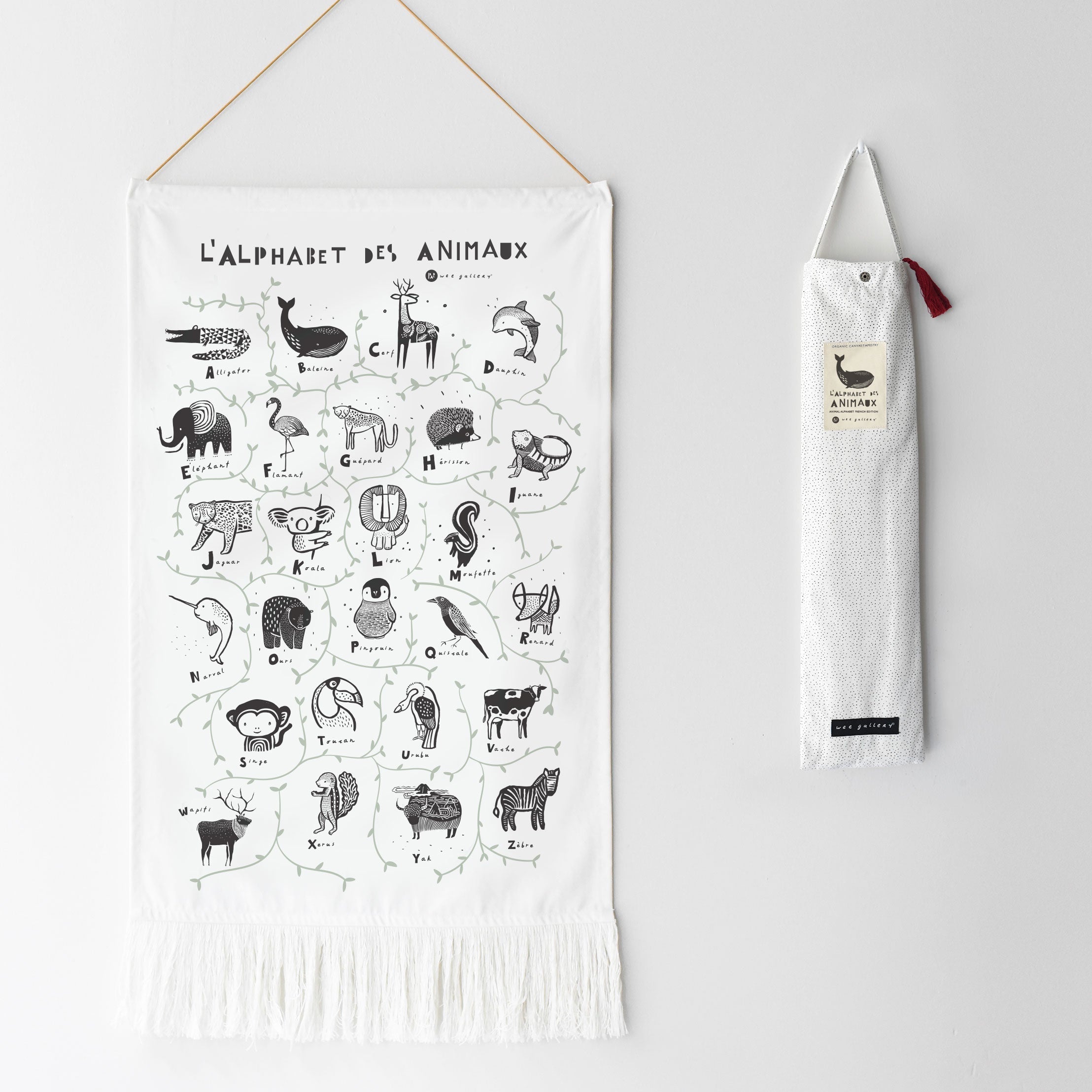 Animal Alphabet Printed Tapestry - French Edition Wee Gallery   