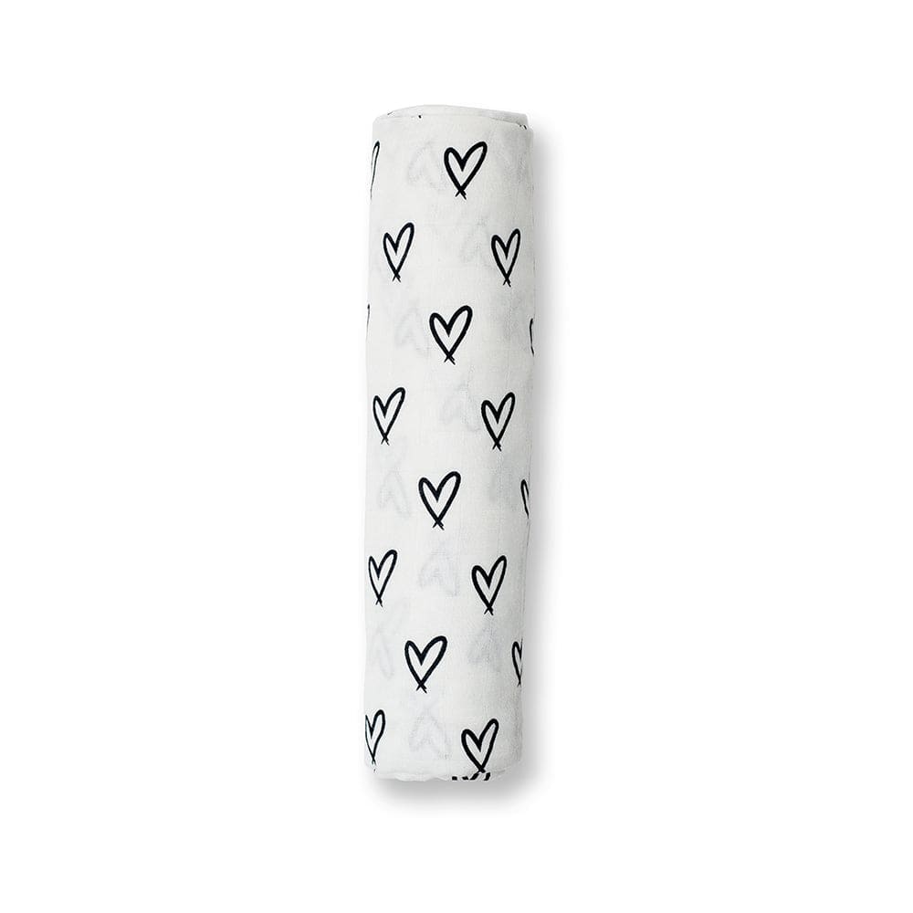 Bamboo Muslin Swaddle Lulujo Messy Heart  