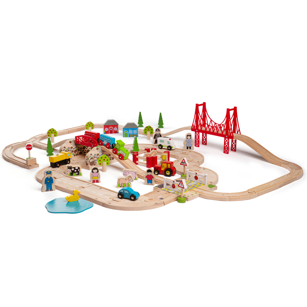 Road & Rail Train Set Bigjigs Toys   