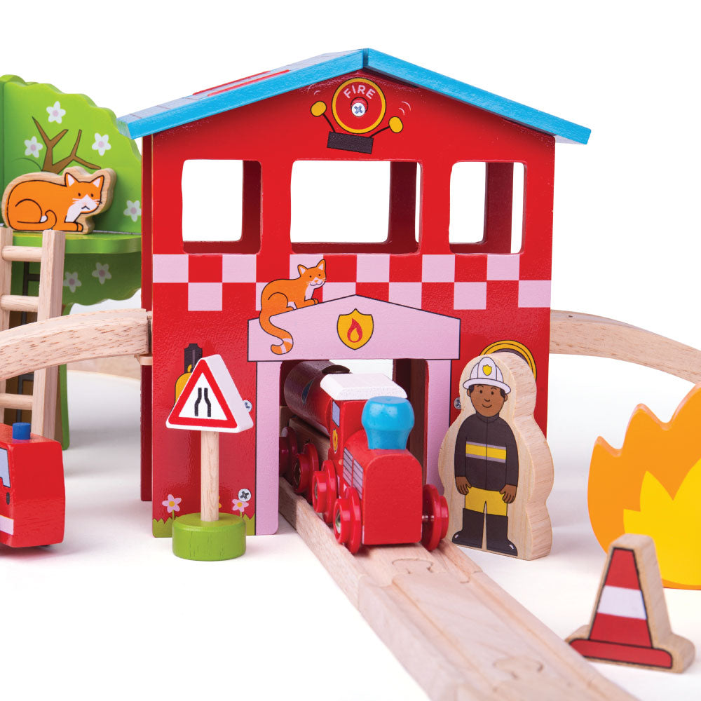 Fire Station Train Set Bigjigs Toys   