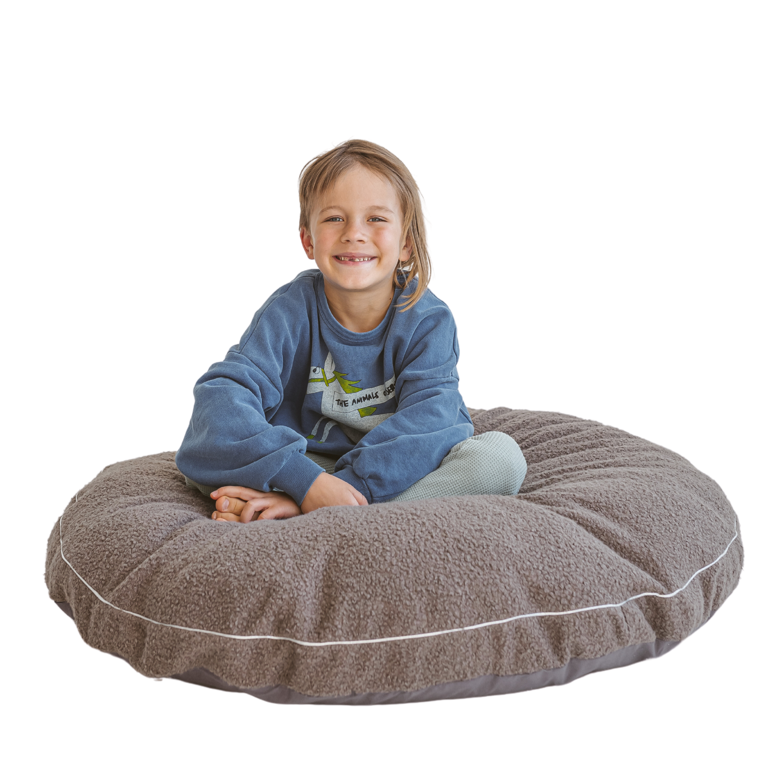 MINICAMP Boucle Fabric Kids Floor Cushion in Grey minicamp   