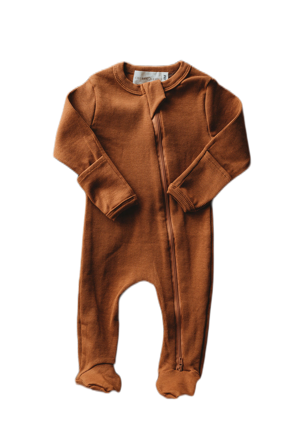 Organic Cotton Ribbed Knit One-Piece in "Cider" Chubby Lamb   