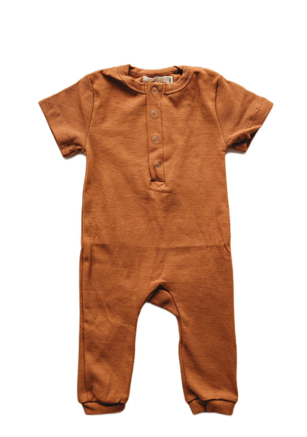 Organic Cotton Ribbed Knit Romper in "Cider" Chubby Lamb   