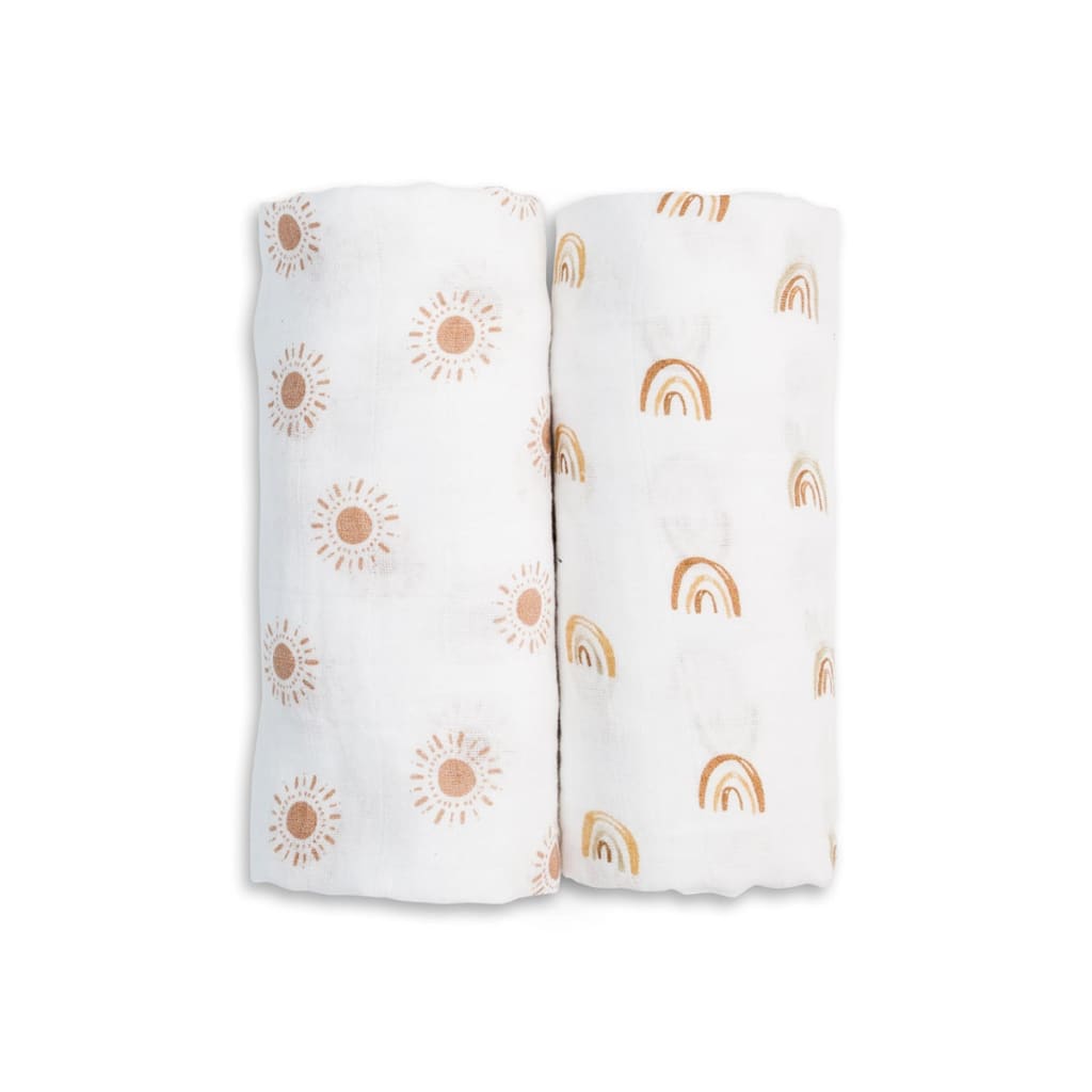 Cotton Swaddle 2 Pack Lulujo Rainbows & Suns  