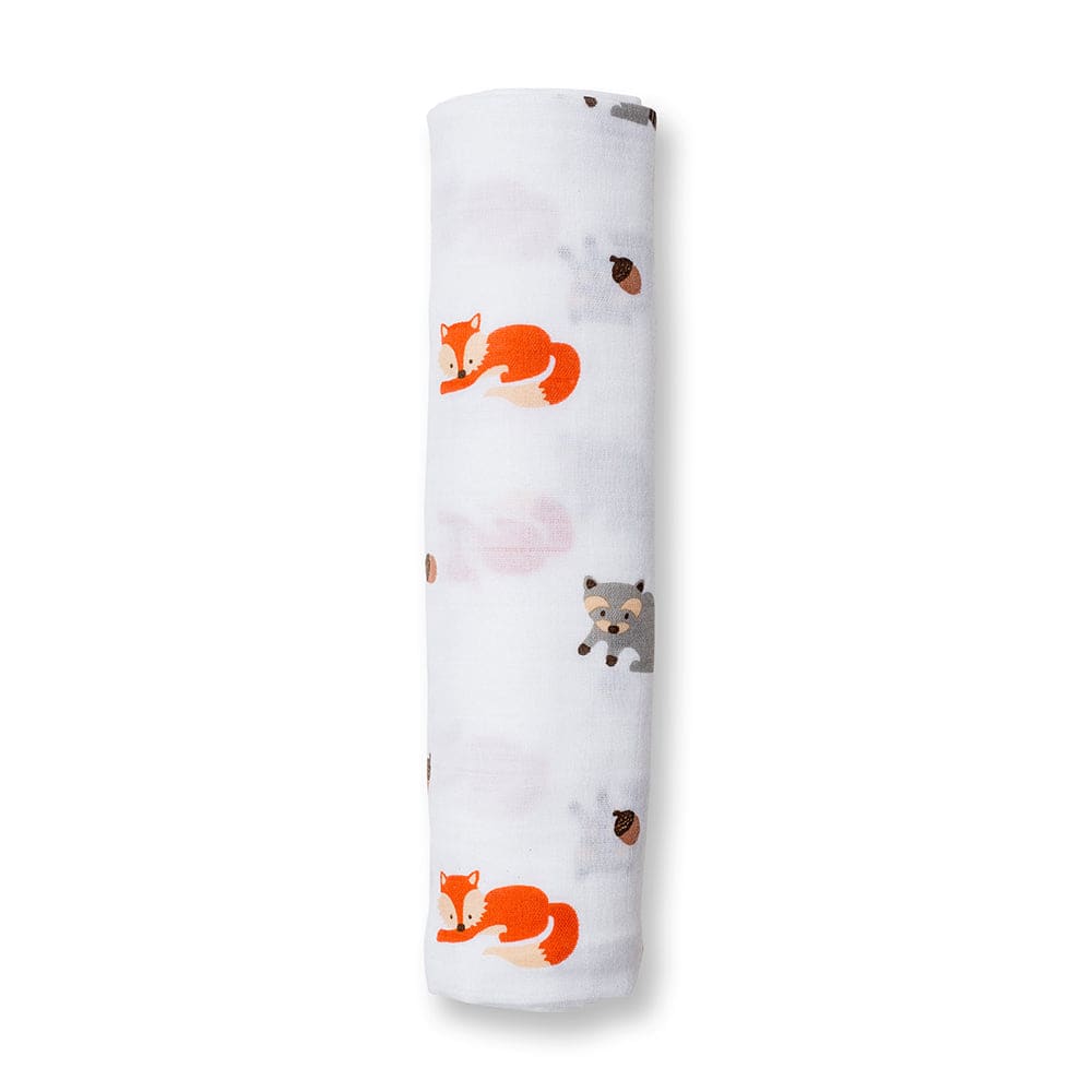 Cotton Muslin Swaddle Lulujo Forest Friends  