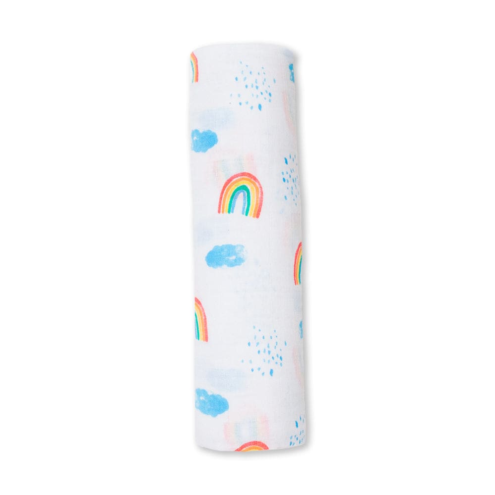 Cotton Muslin Swaddle Lulujo Rainbow Sky  