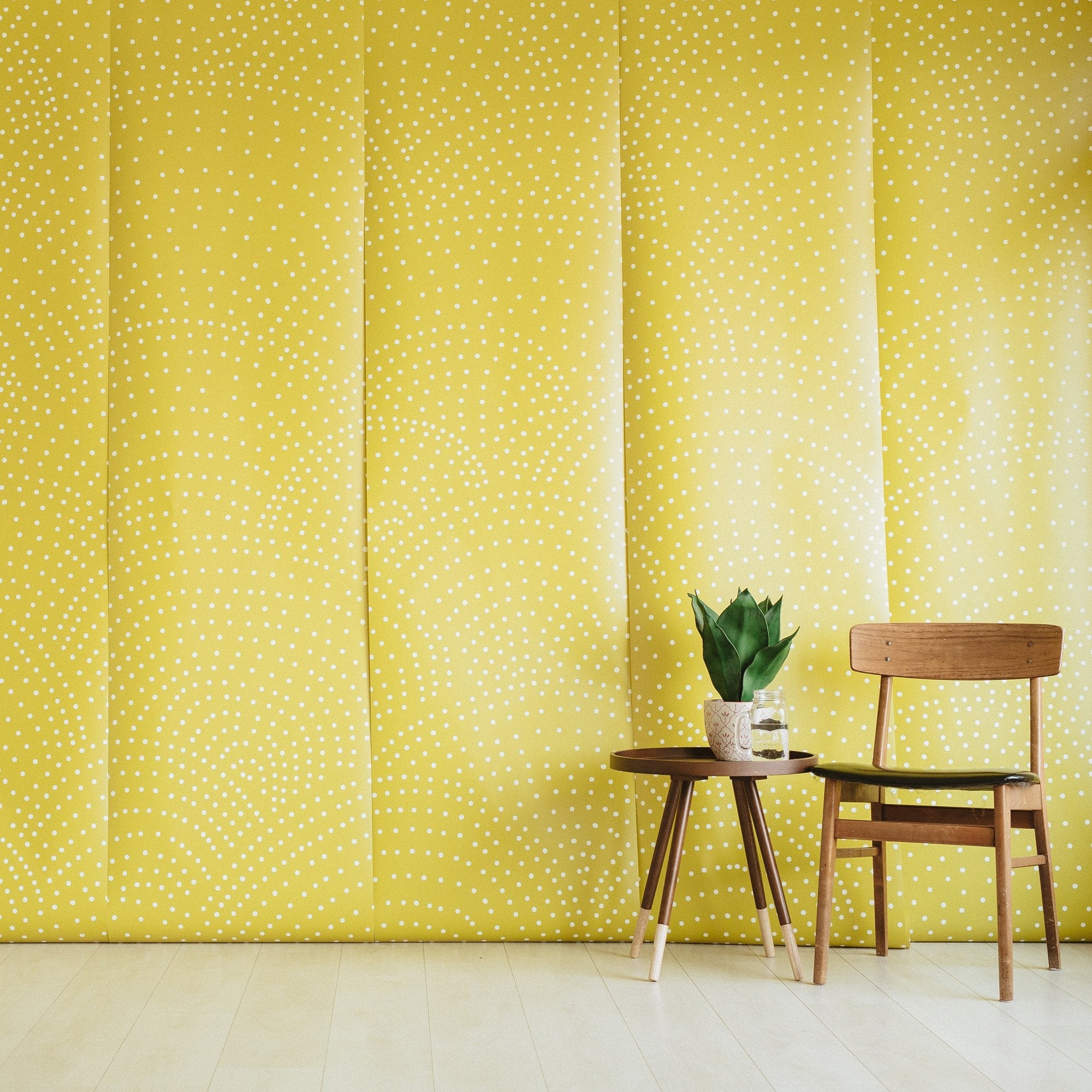 Crescent Polka Dots Mural Anewall Wallpaper Pre-pasted - 150”W x 108”H Mustard