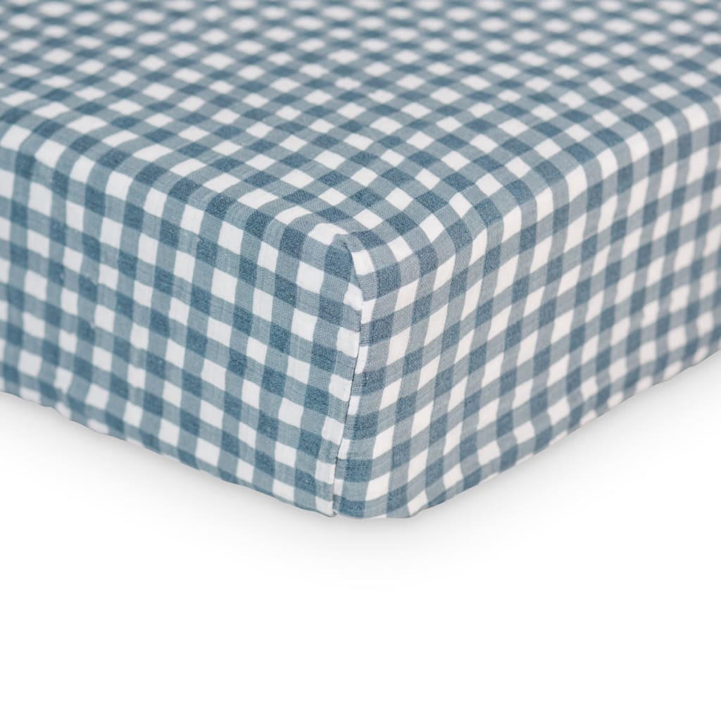 Crib Sheet Lulujo Navy Gingham  