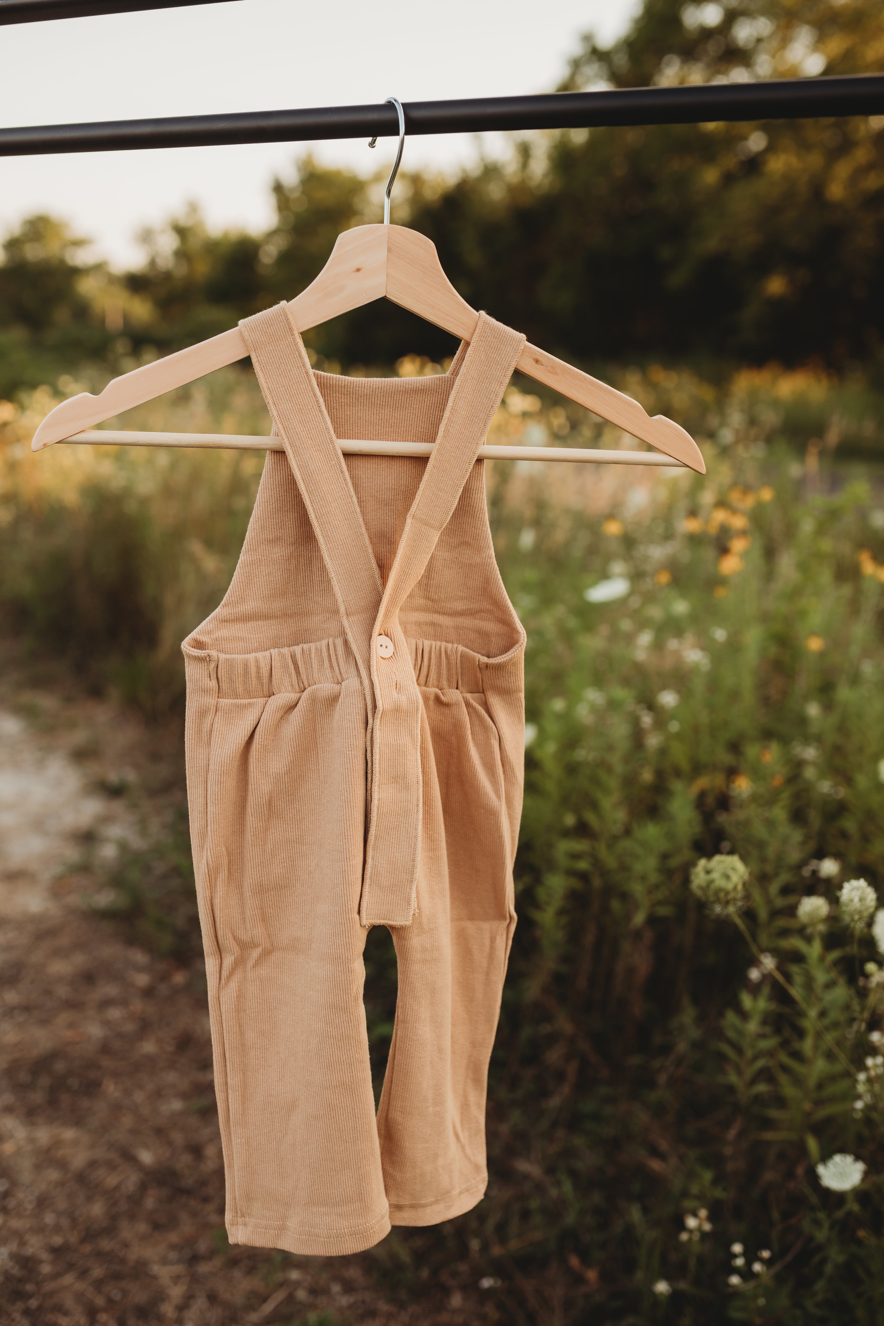 Organic Cotton Ribbed Knit Overall in "Wheat" Chubby Lamb   