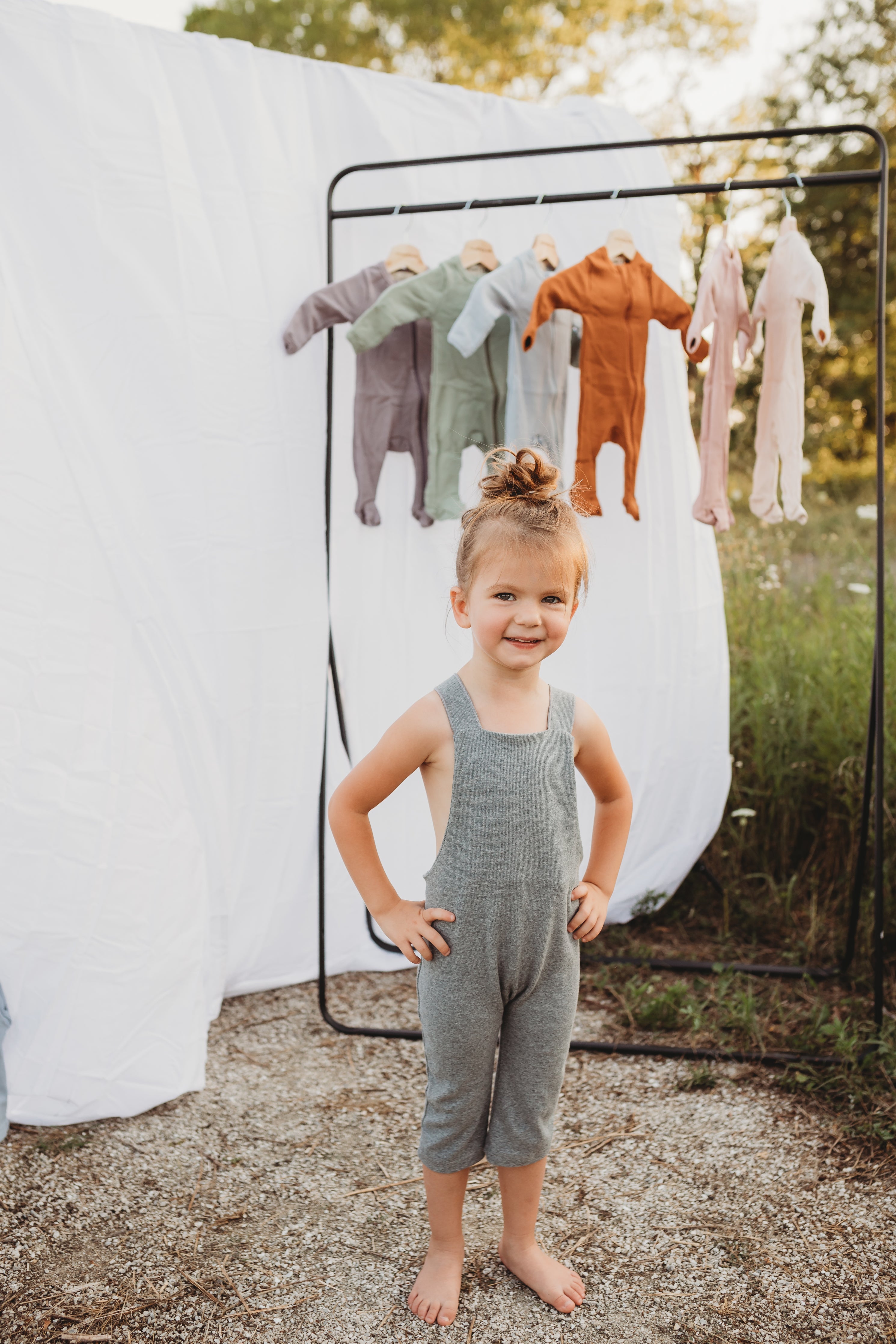 Organic Cotton Ribbed Knit Overall in "True Grey" Chubby Lamb   