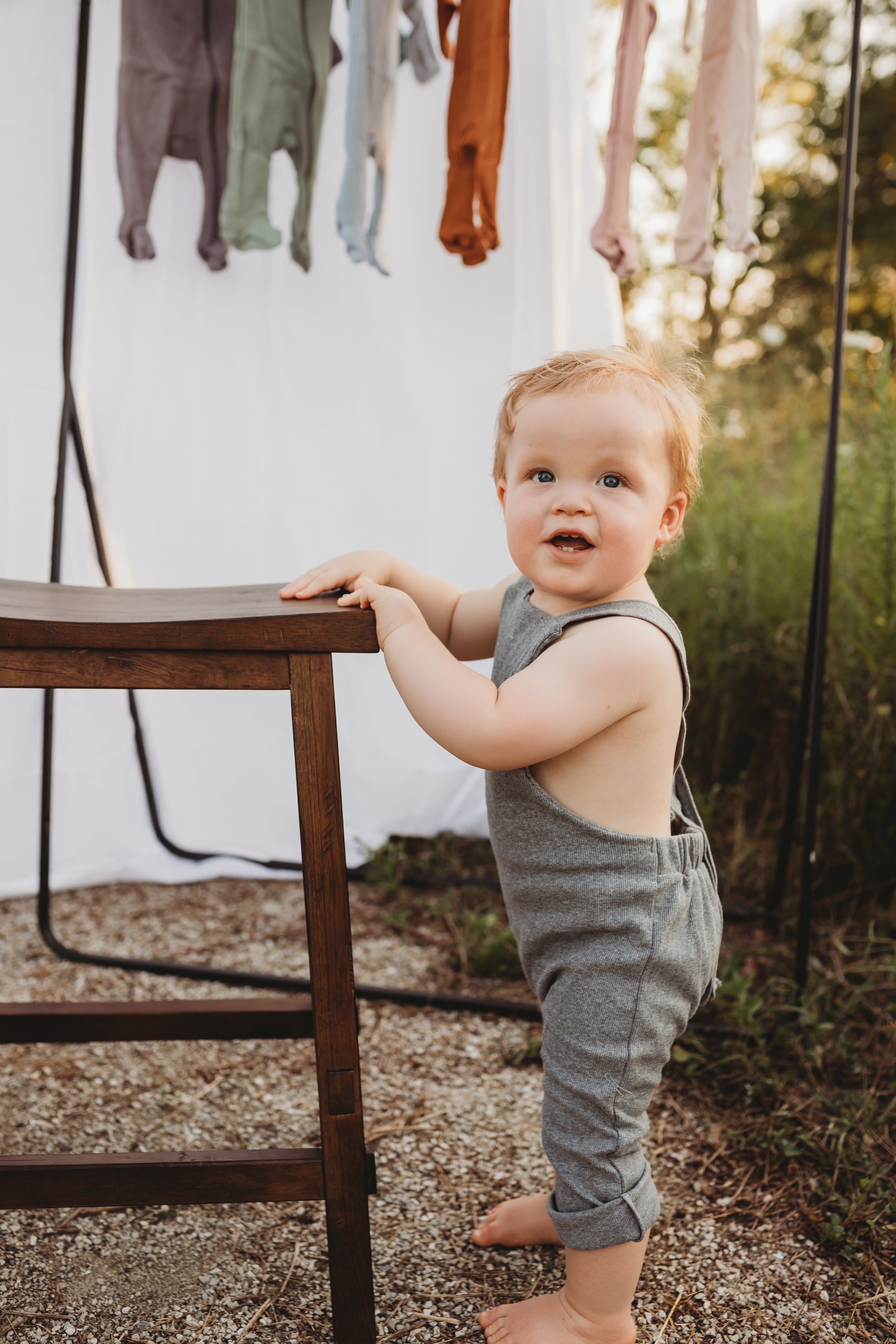 Organic Cotton Ribbed Knit Overall in "True Grey" Chubby Lamb   