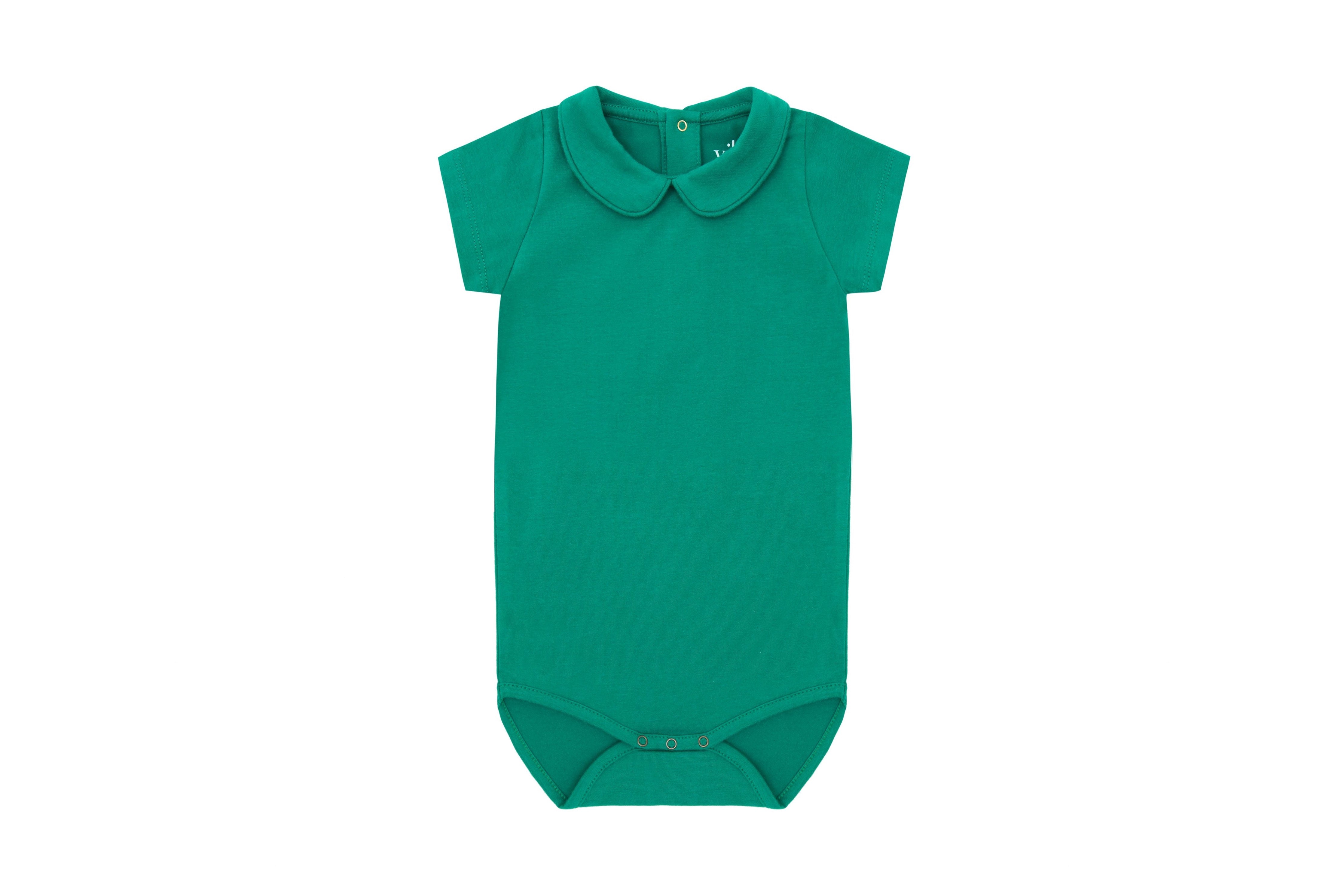 SS Organic Cotton Collared Bodysuit Vild House of Little 0-3M Happy Green 