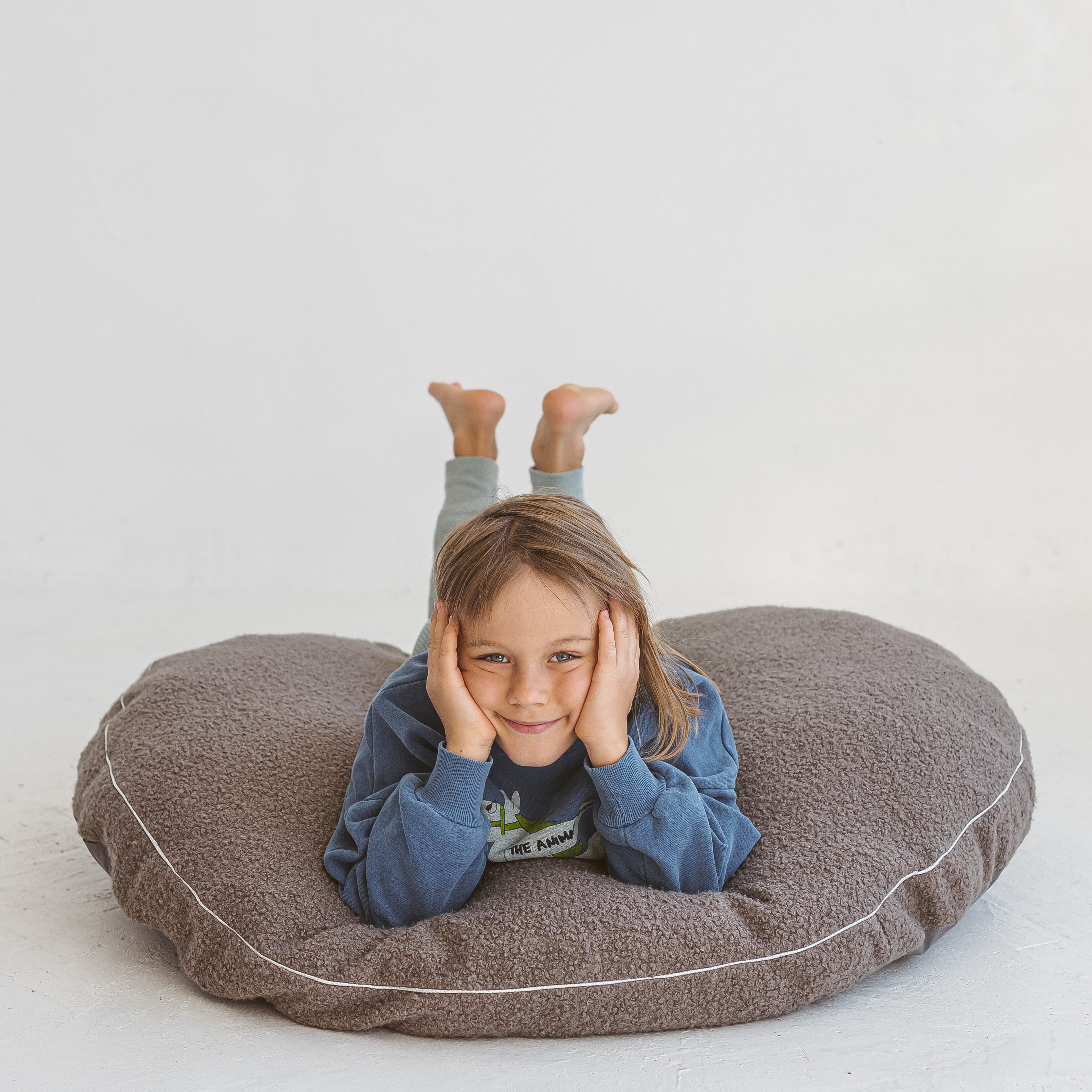 MINICAMP Boucle Fabric Kids Floor Cushion in Grey minicamp   