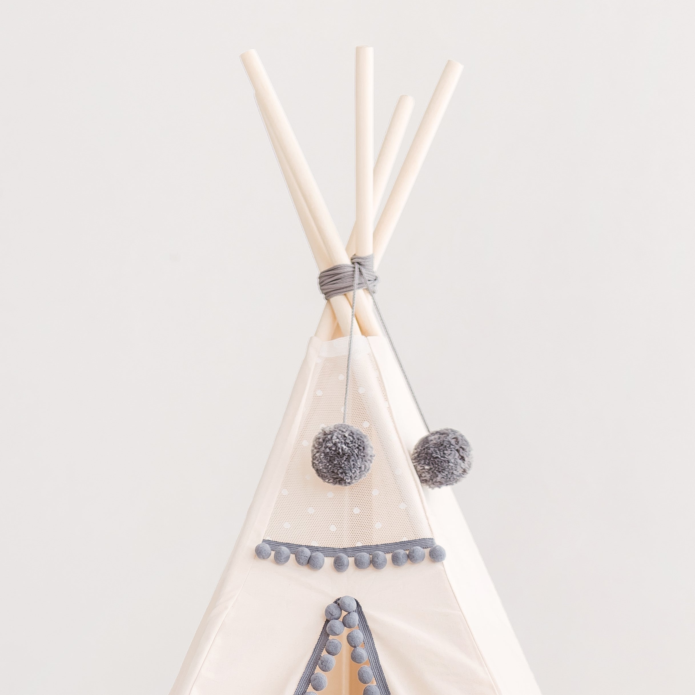 MINICAMP Kids Teepee in Off-White With Grey PomPoms minicamp   