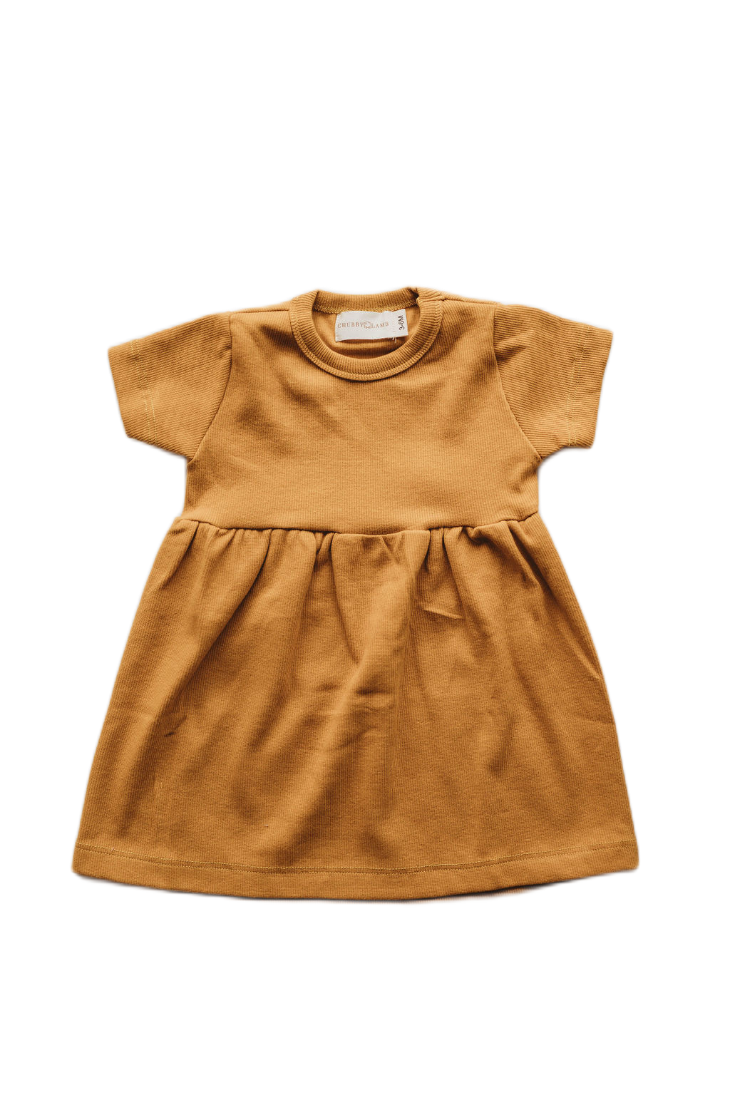 Organic Cotton Ribbed Knit Dress in "Honey" Chubby Lamb   