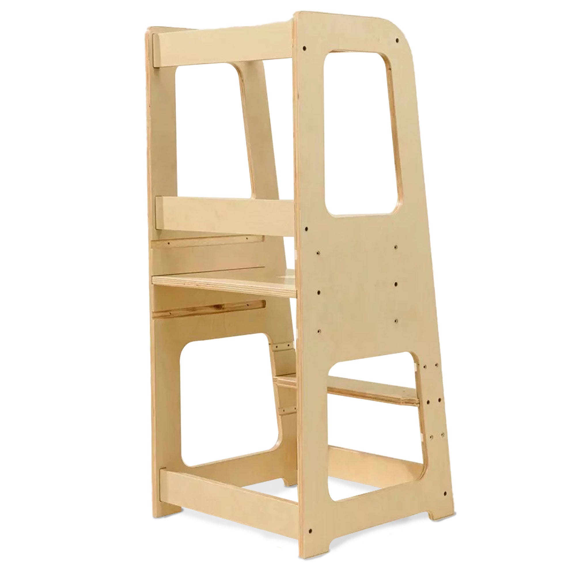 Kids & Toddler Learning Tower | Kitchen Step Stool ( Natural ) Green Walnut   