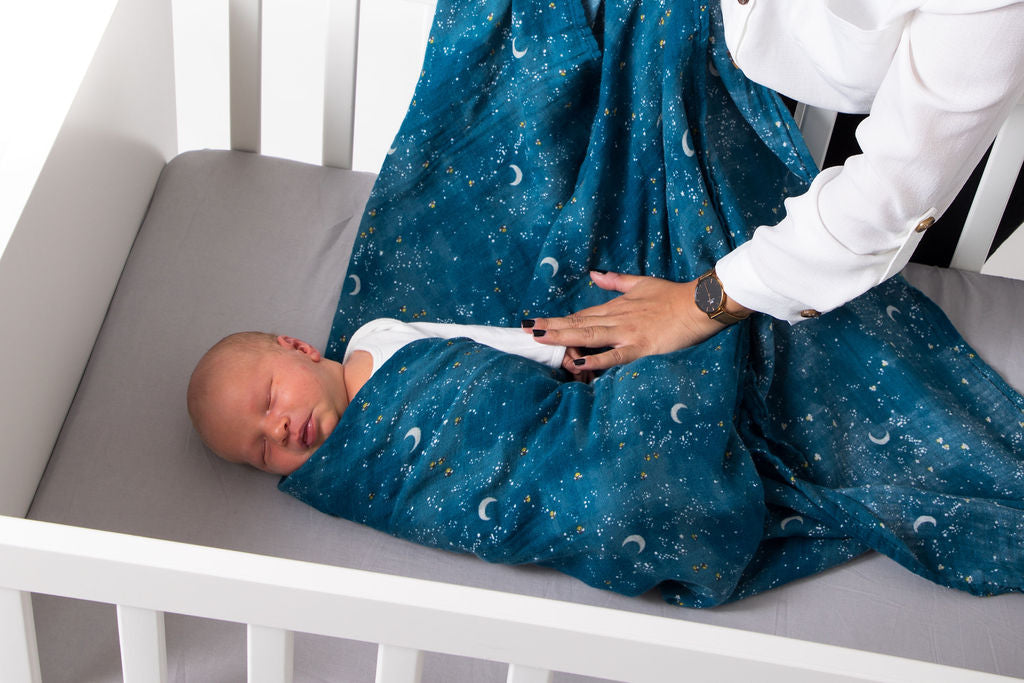 Organic Swaddle Set - Fly Me to the Moon (Starry Night & Hot Air Balloon) Malabar Baby   