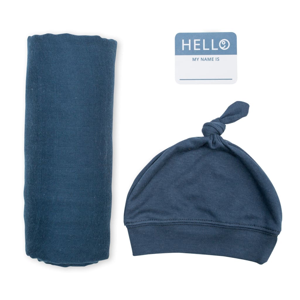 Hat & Swaddle Sets Lulujo Navy  