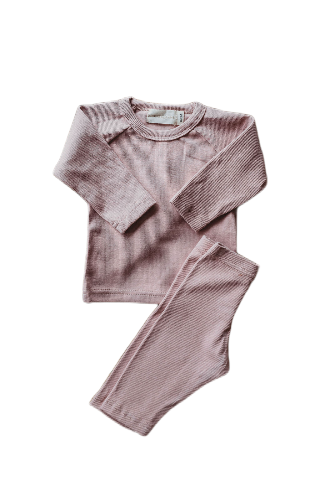 Organic Cotton Ribbed Knit Set in "Mauve" Chubby Lamb   