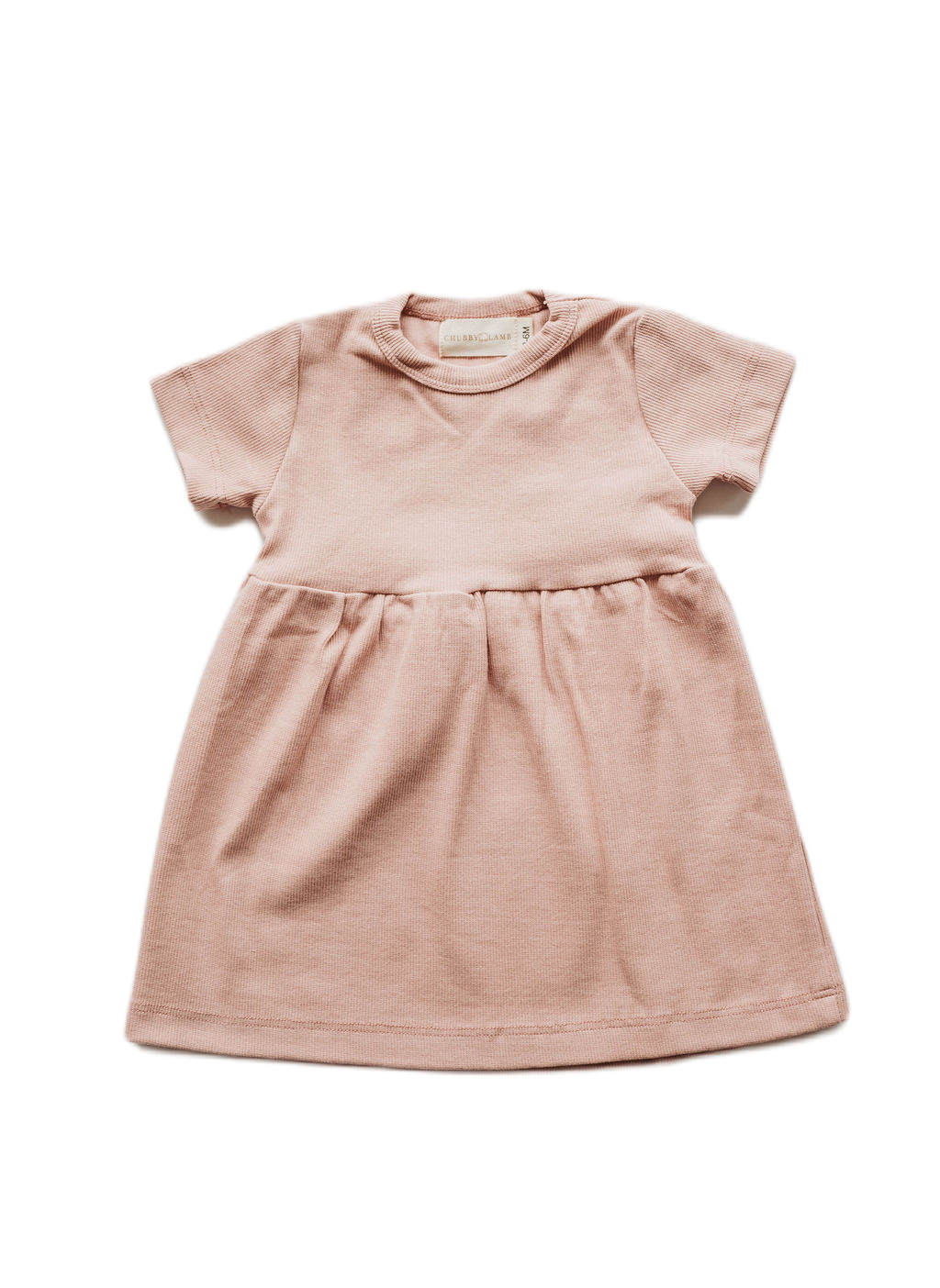 Organic Cotton Ribbed Knit Dress in "Mauve" Chubby Lamb   