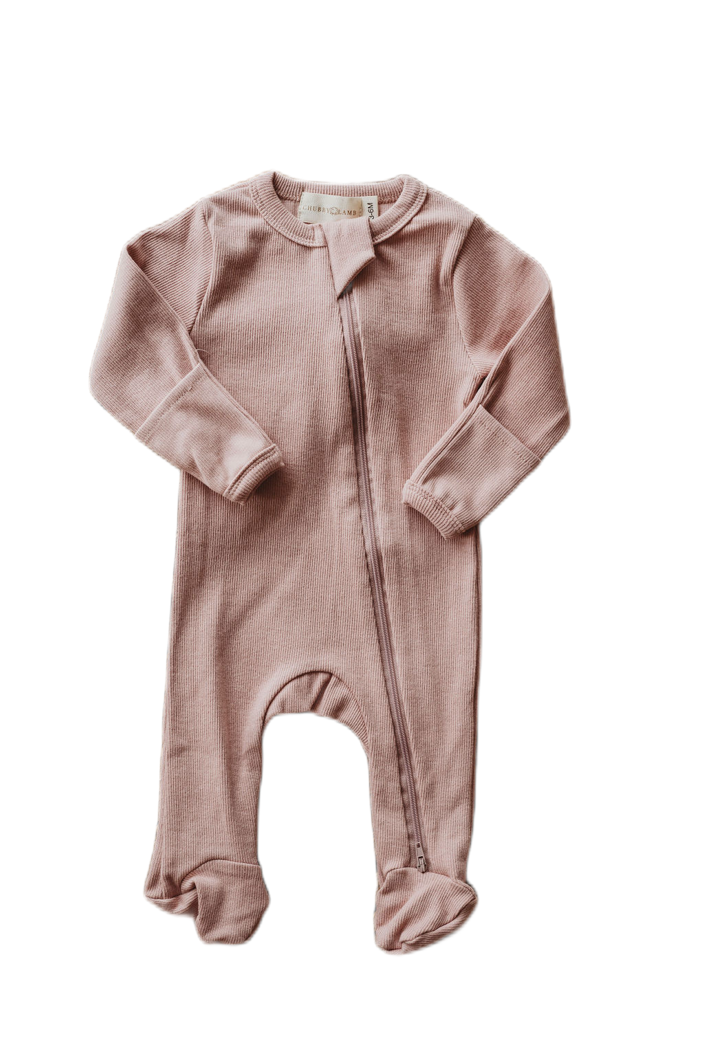 Organic Cotton Ribbed Knit One-Piece in "Mauve" Chubby Lamb   