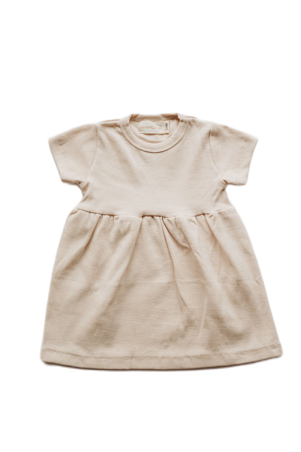 Organic Cotton Ribbed Knit Dress in "Oat" Chubby Lamb   