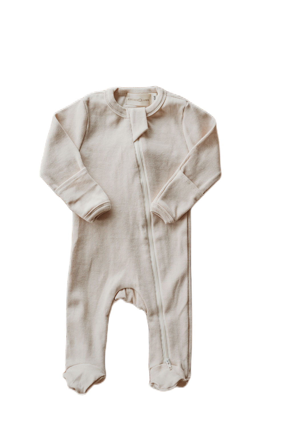 Organic Cotton Ribbed Knit One-Piece in "Oat" Chubby Lamb   