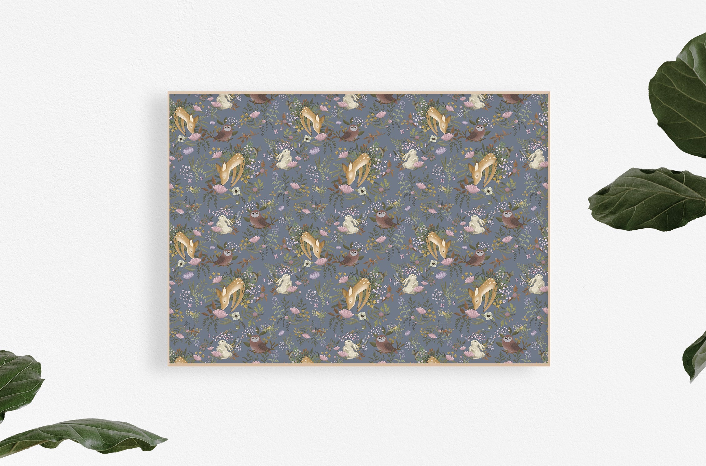 OH, Deer! Wallpaper Anewall Print Matte Paper - 54”W x 40”H Dark