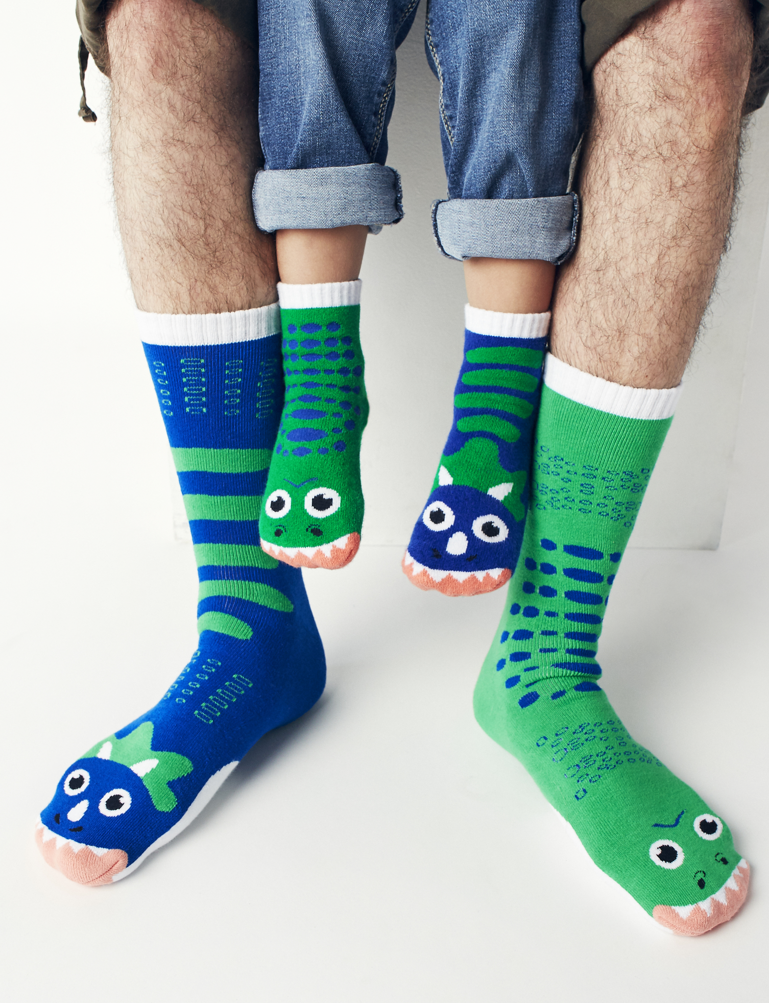 T-REX & TRICERATOPS DADDY-and-ME MATCHY MISMATCHY SOCKS SET Pals Socks   