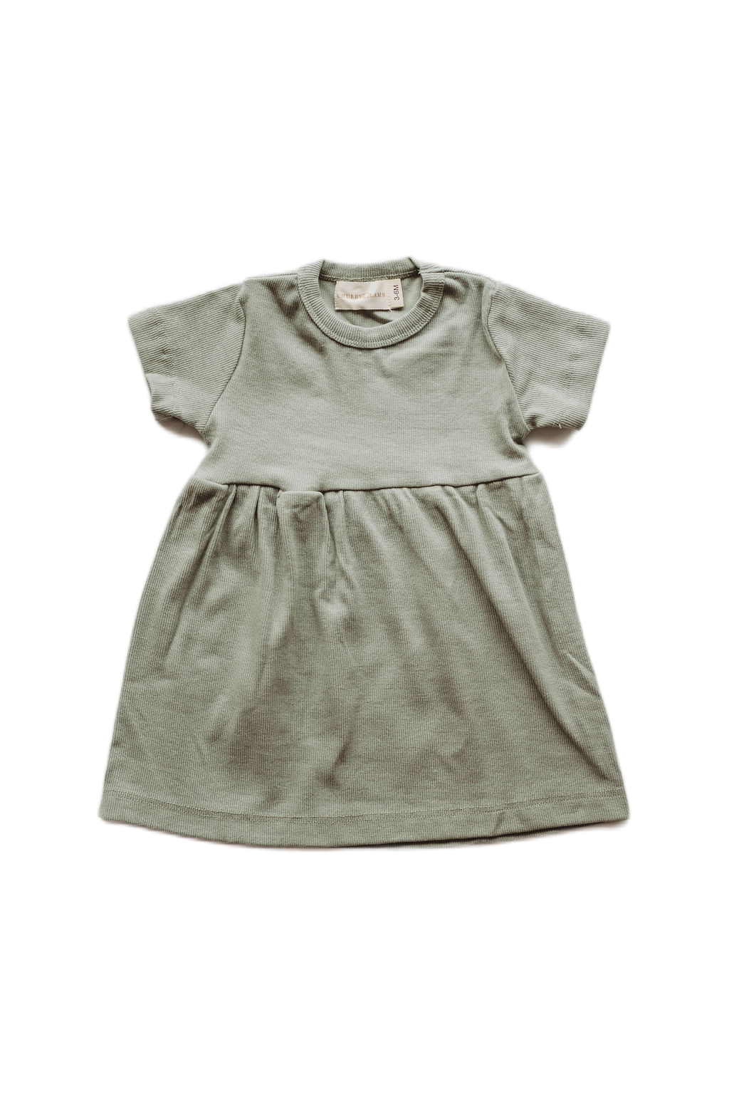 Organic Cotton Ribbed Knit Dress in "Pistachio" Chubby Lamb   