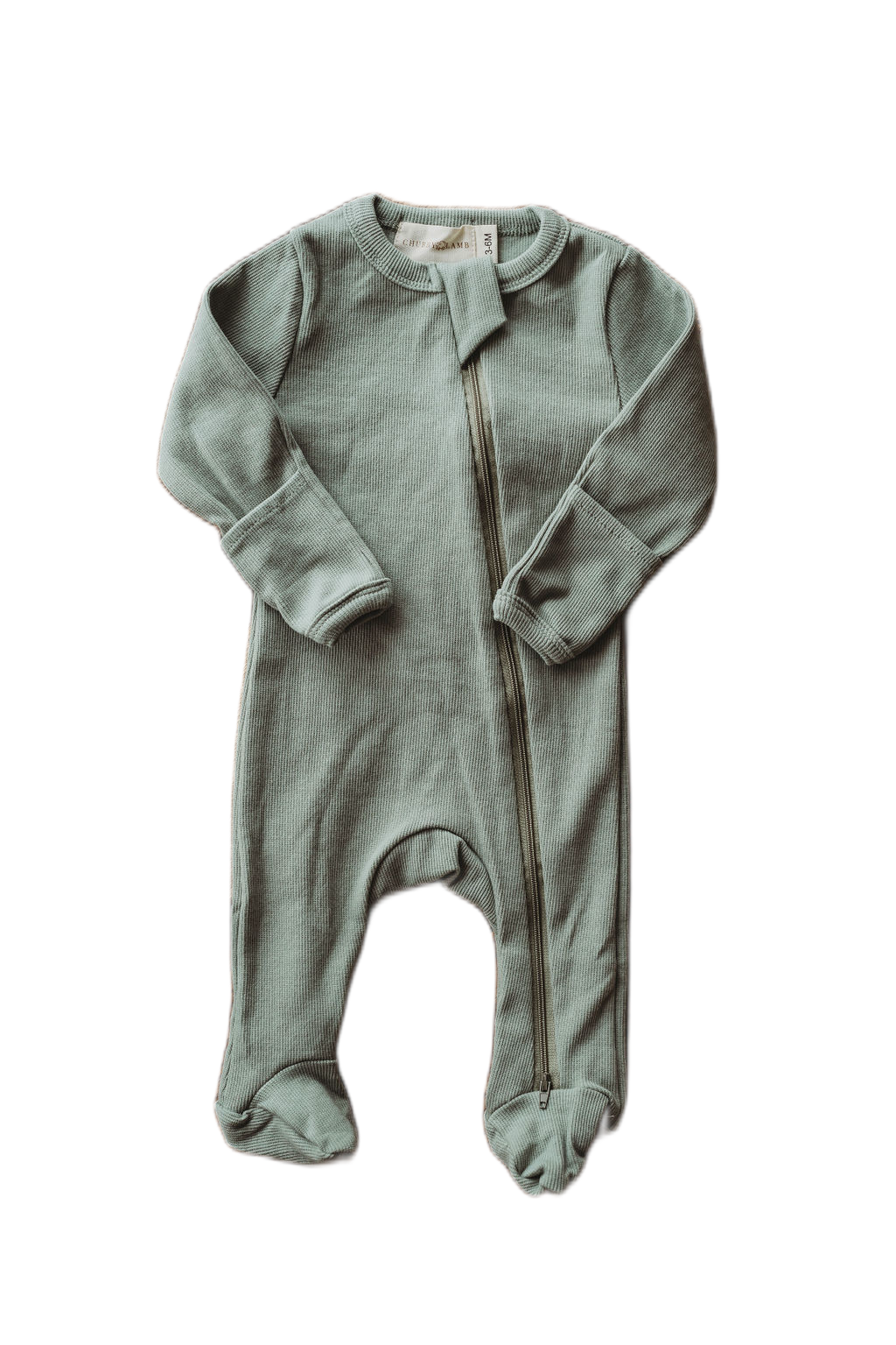 Organic Cotton Ribbed Knit One-Piece in "Pistachio" Chubby Lamb   