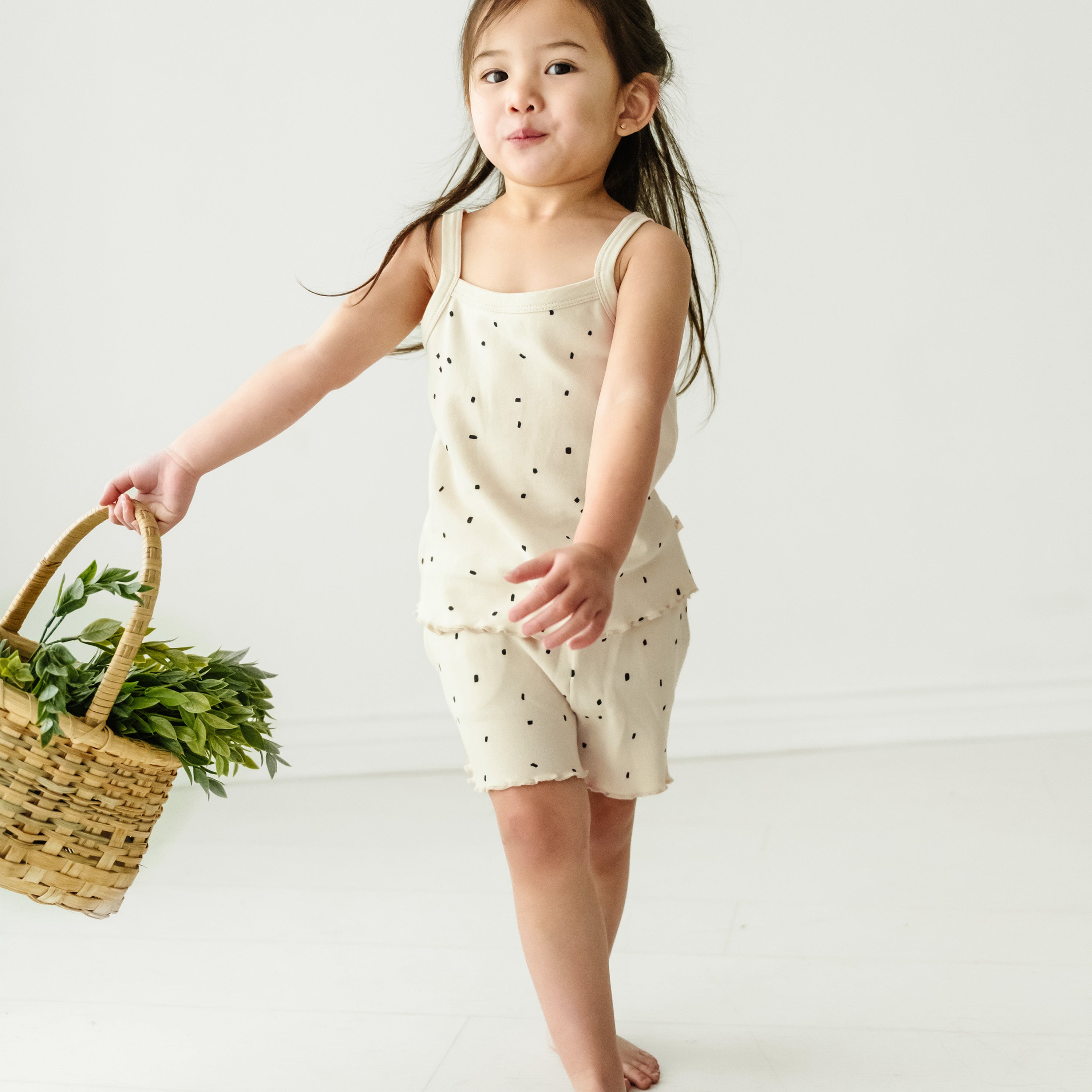 Organic Girls Spaghetti Top & Shorts Set - Pixie Dots Makemake Organics   