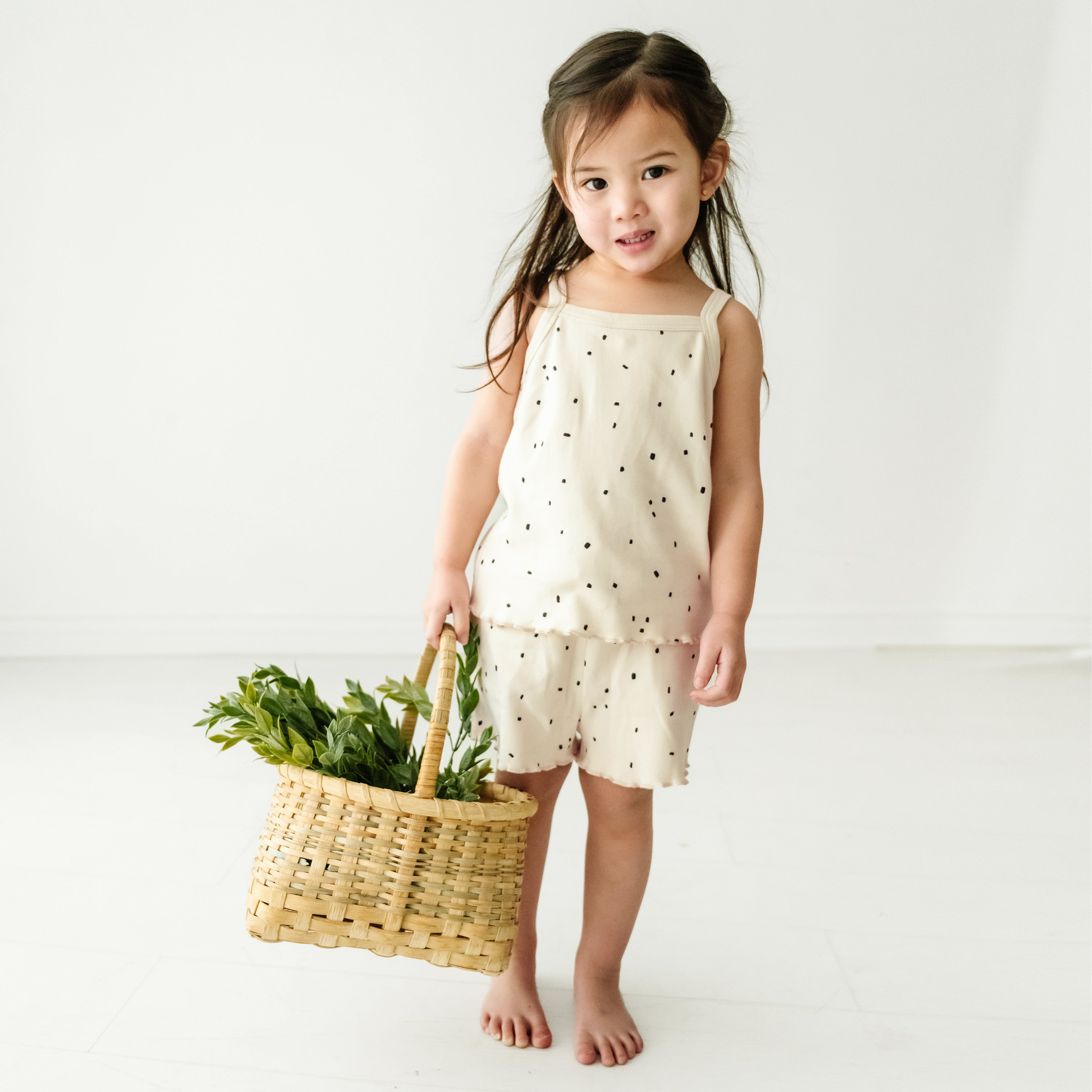 Organic Girls Spaghetti Top & Shorts Set - Pixie Dots Makemake Organics   