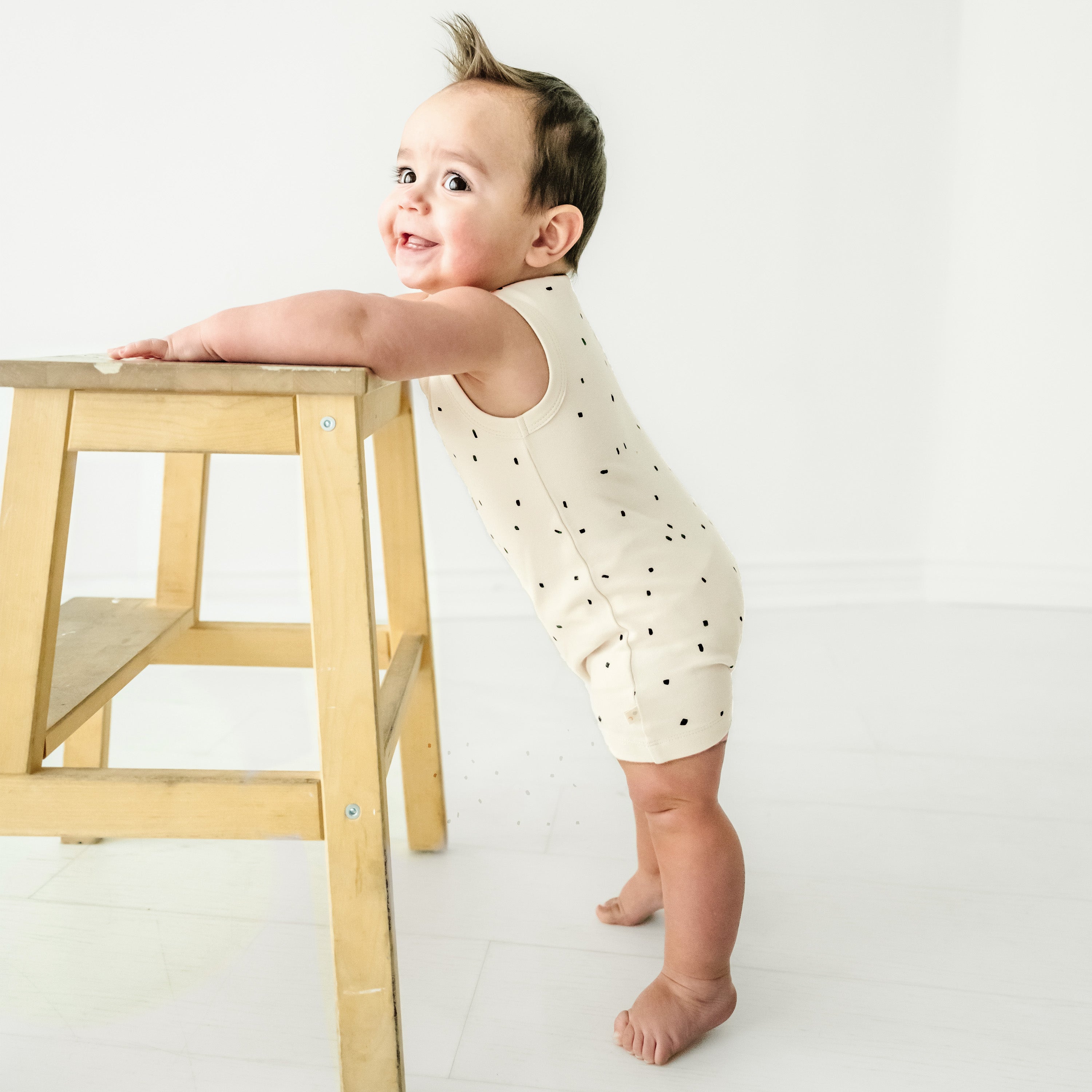 Organic Baby Short Romper - Pixie Dots Makemake Organics   