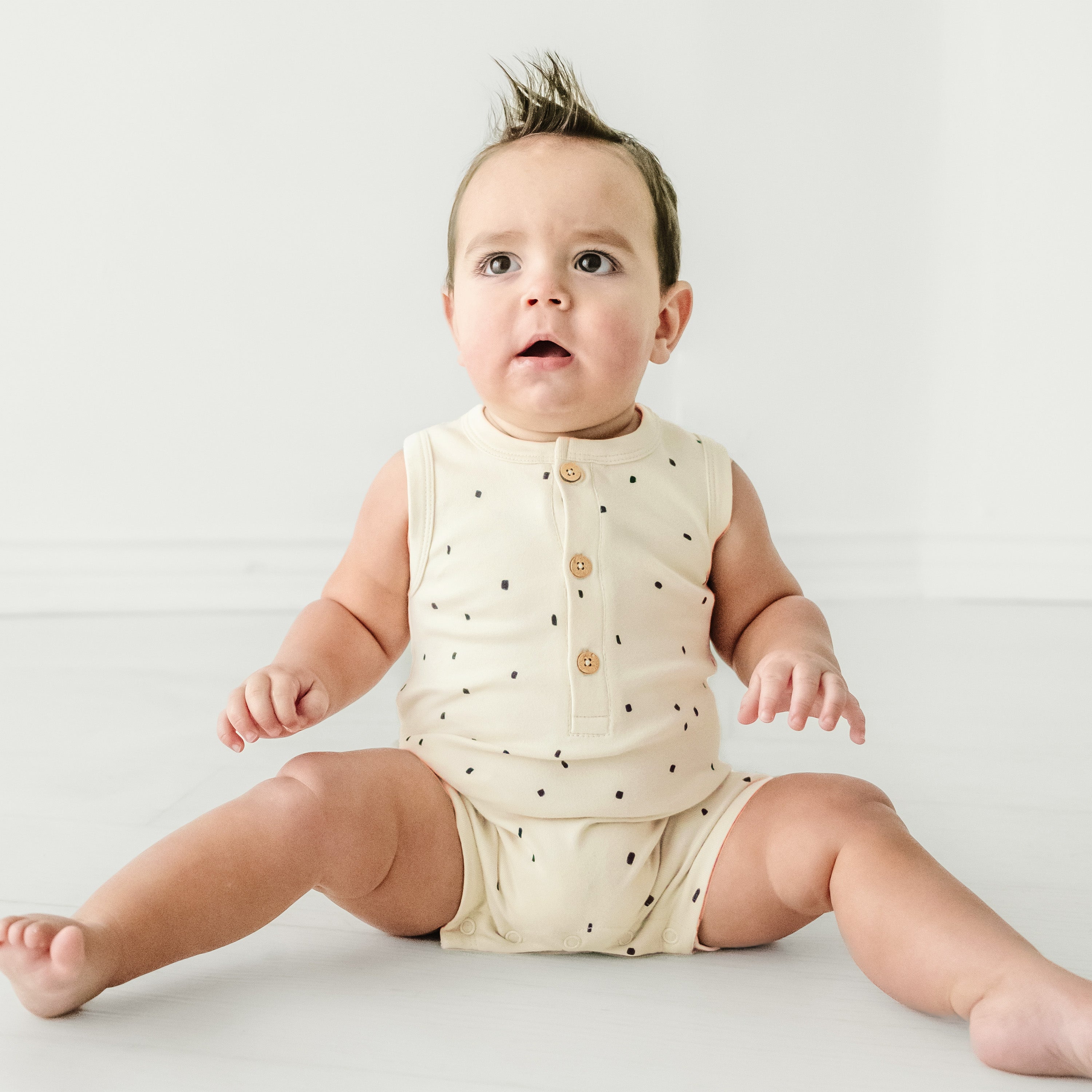 Organic Baby Short Romper - Pixie Dots Makemake Organics   