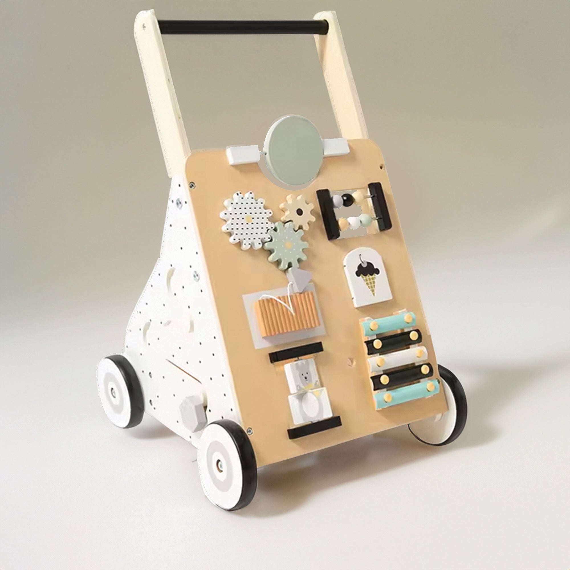 Wooden Activity Walker | Wooden Baby Walker | Toddler Walker Green Walnut   