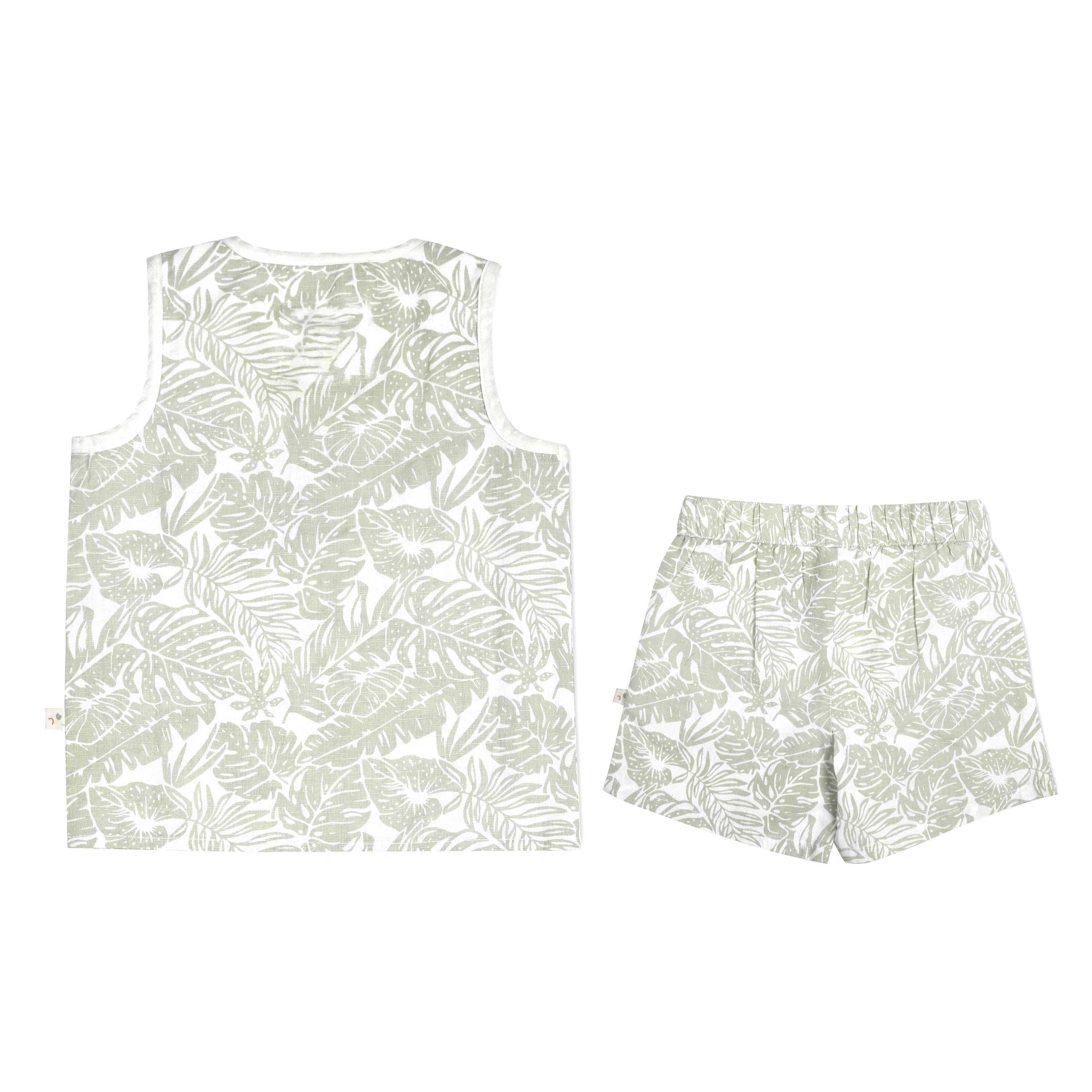 Organic Kids Tank and Shorts Outfit Linen - Palms Makemake Organics   