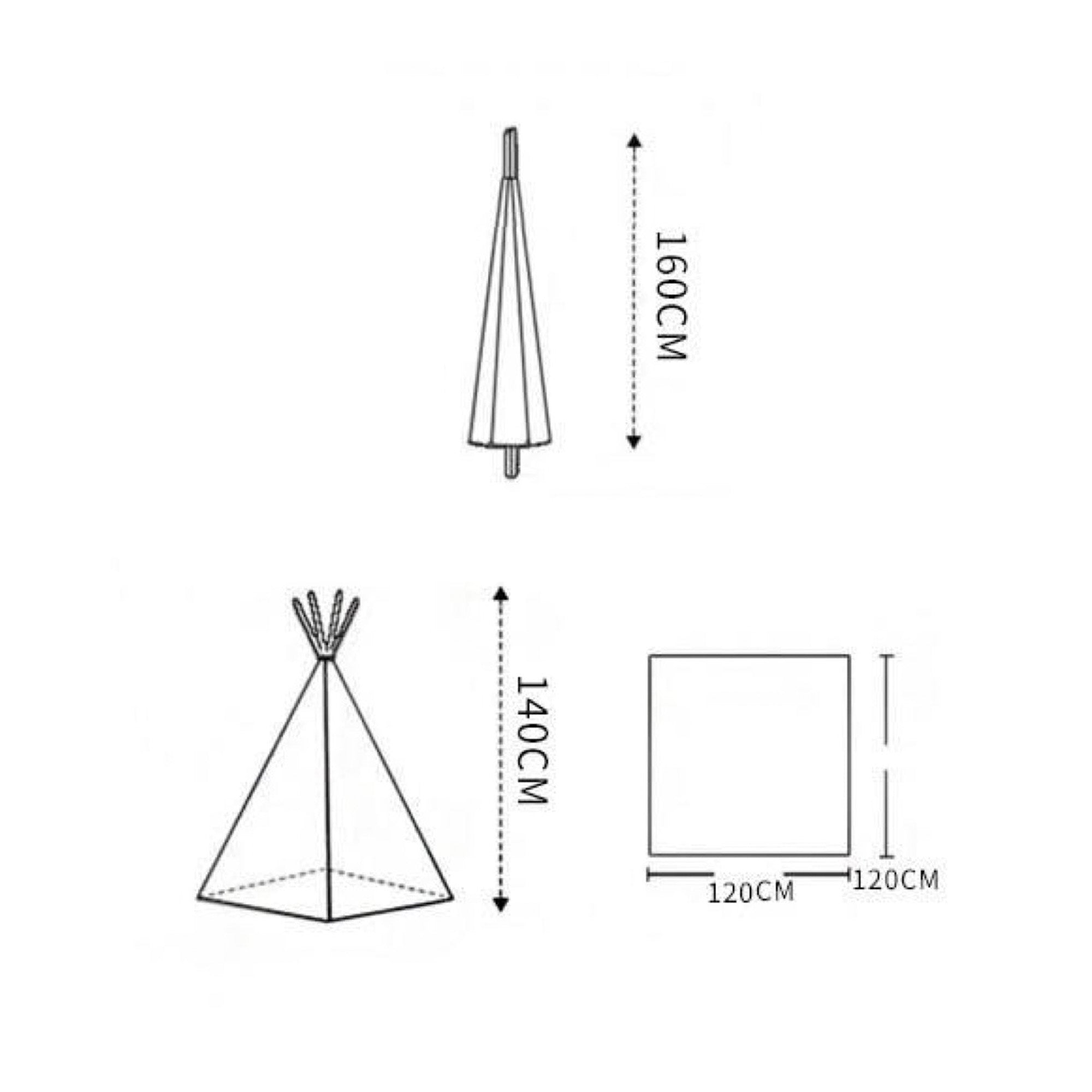 Large Foldable Kids Canvas Teepee Play Tent With Lights ( Black & White ) Green Walnut   