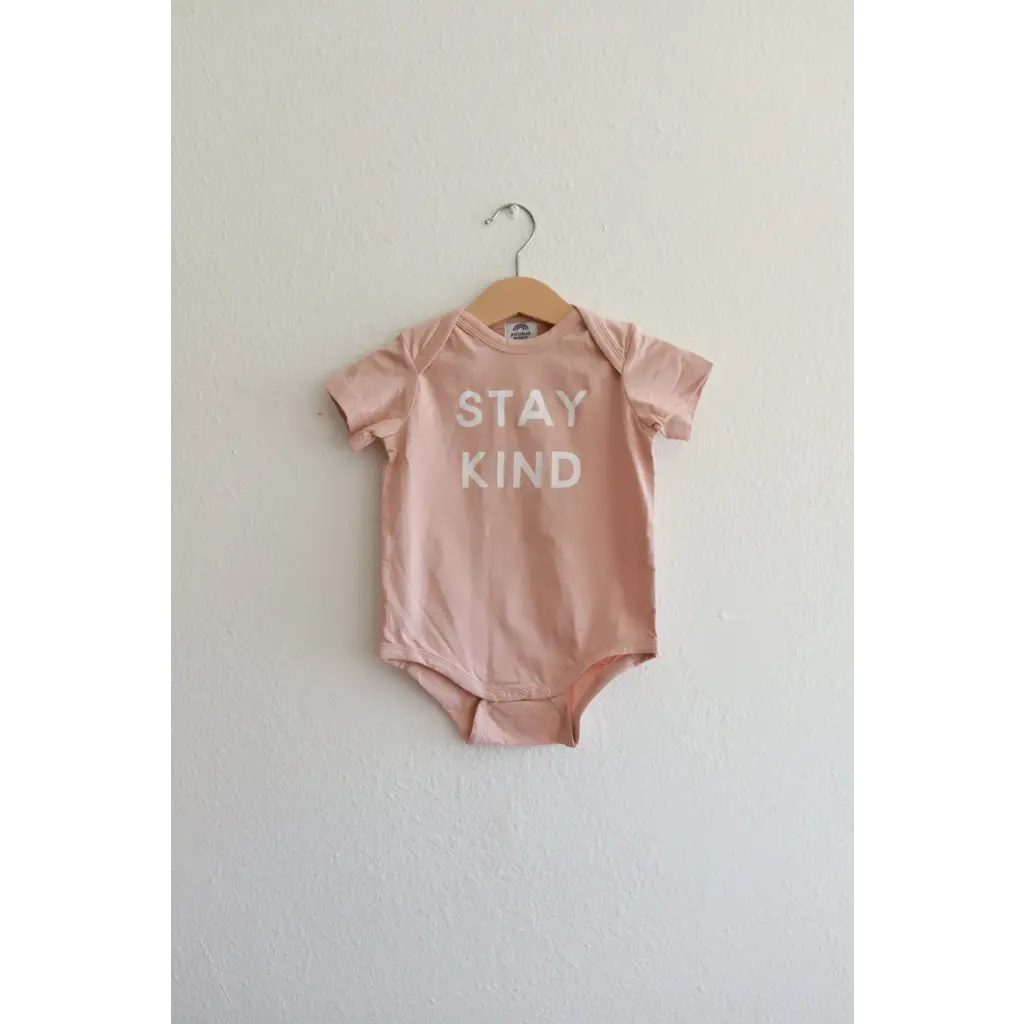 Stay Kind Organic Baby Bodysuit Polished Prints 3mo (NB) Rose Dust 