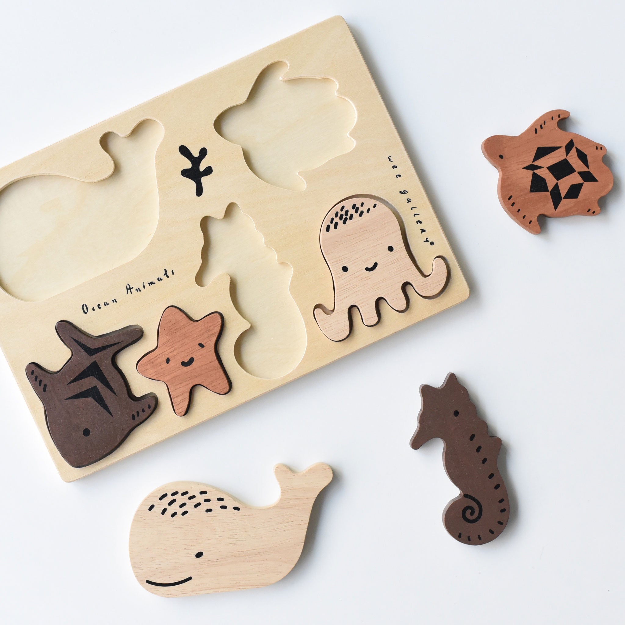 Wooden Tray Puzzle - Ocean Animals - 2nd Edition Wee Gallery   